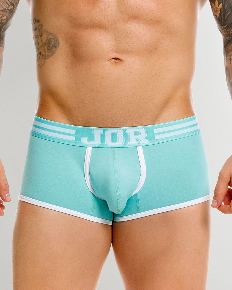 JOR College Trunk Mint - men's low-rise cotton trunk with contoured pouch, front view