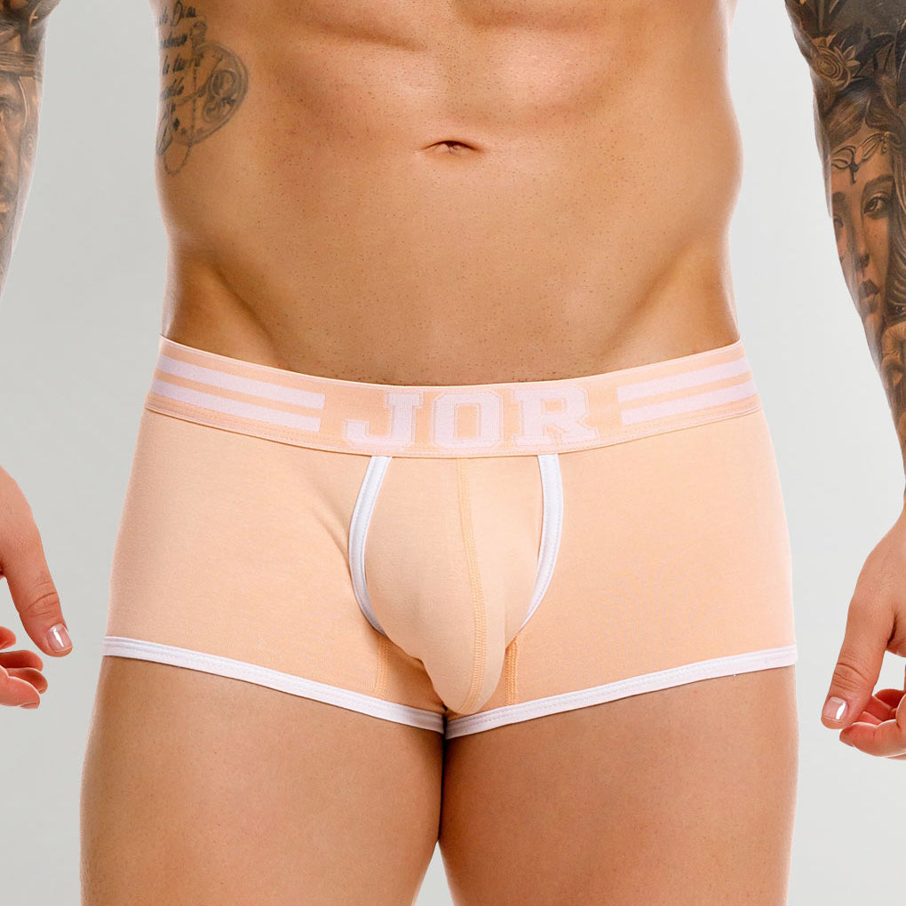 JOR College Trunk Tangerine - men's low-rise cotton trunk with contoured pouch, front view