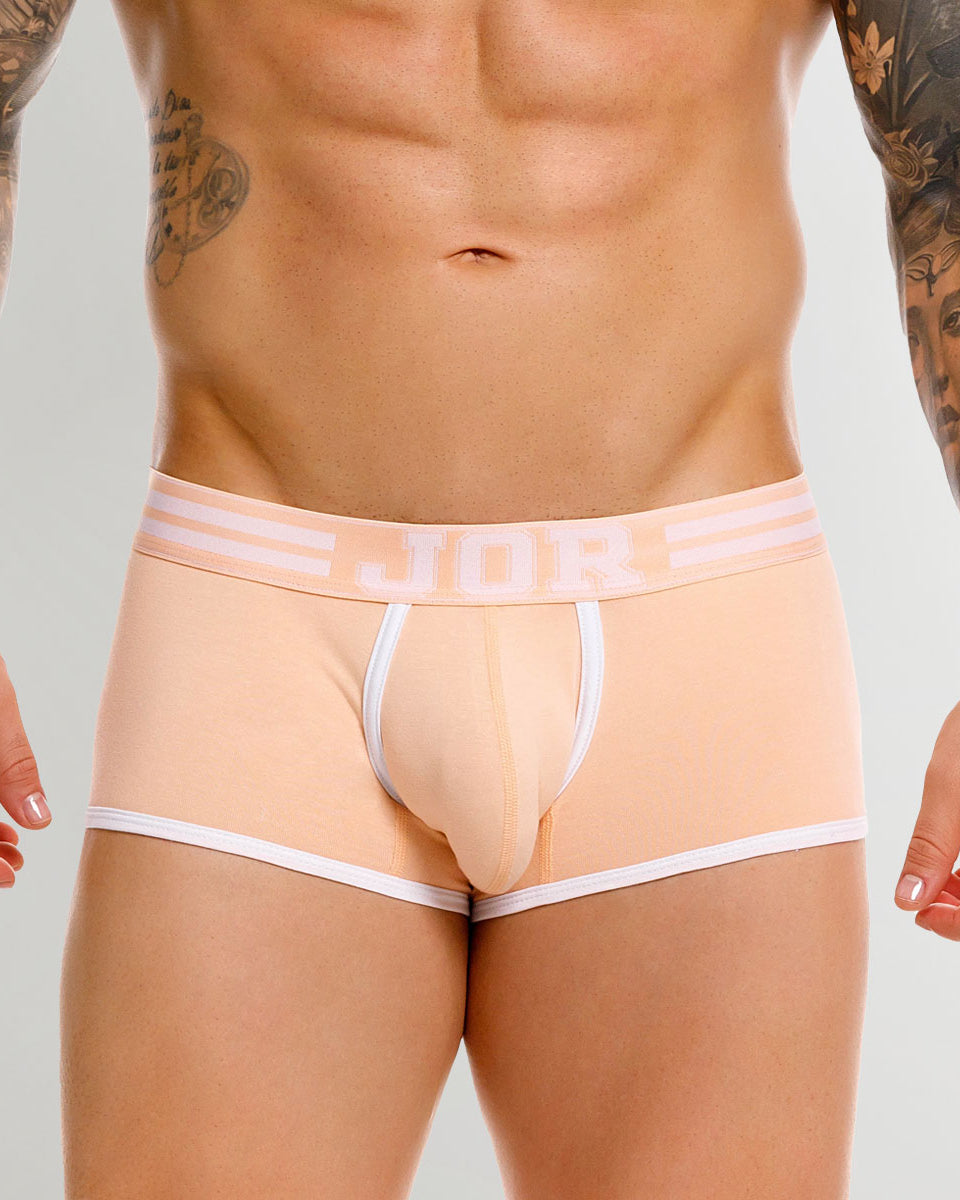 JOR College Trunk Tangerine - men's low-rise cotton trunk with contoured pouch, front view