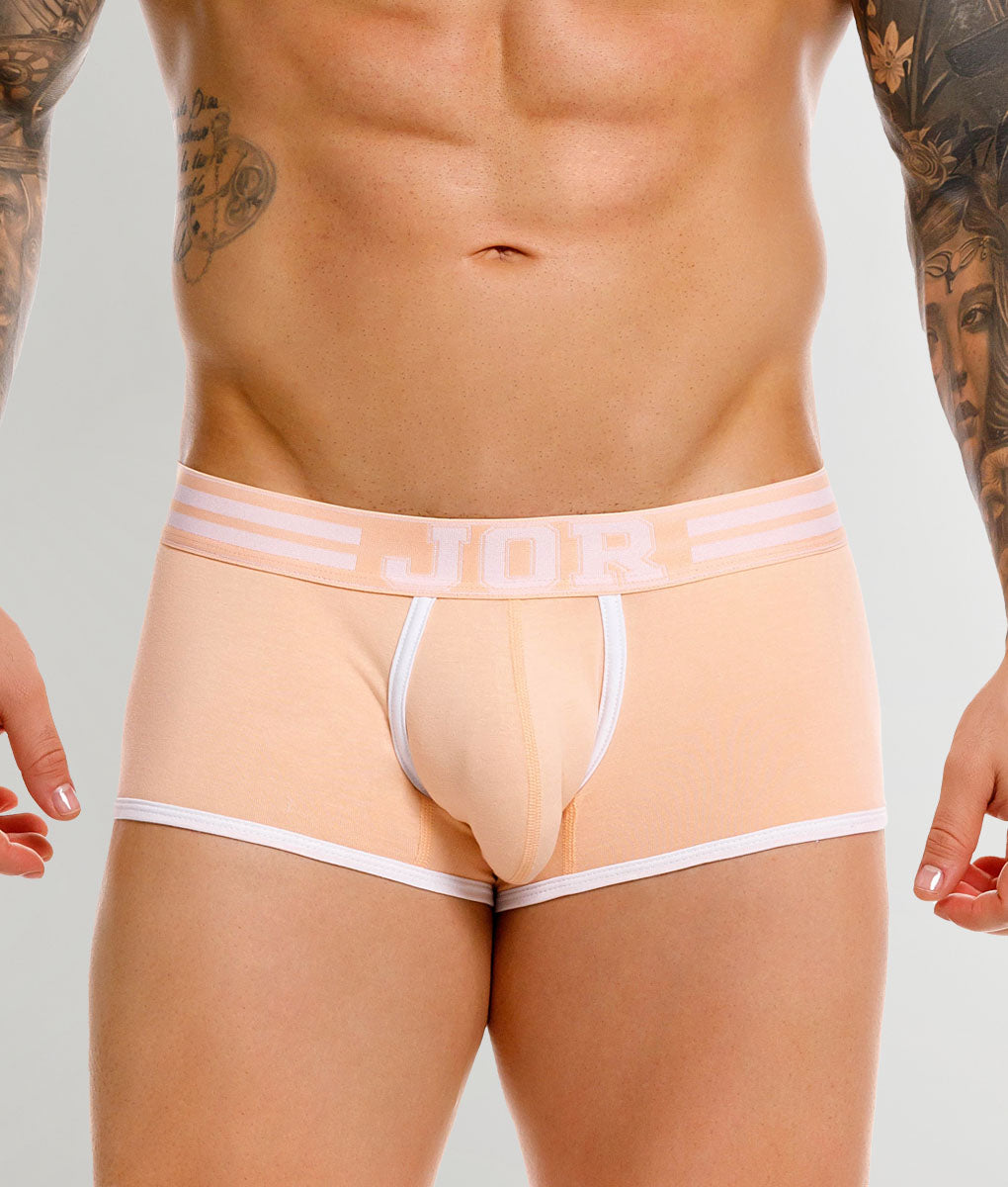 JOR College Trunk Tangerine - men's low-rise cotton trunk with contoured pouch, front view