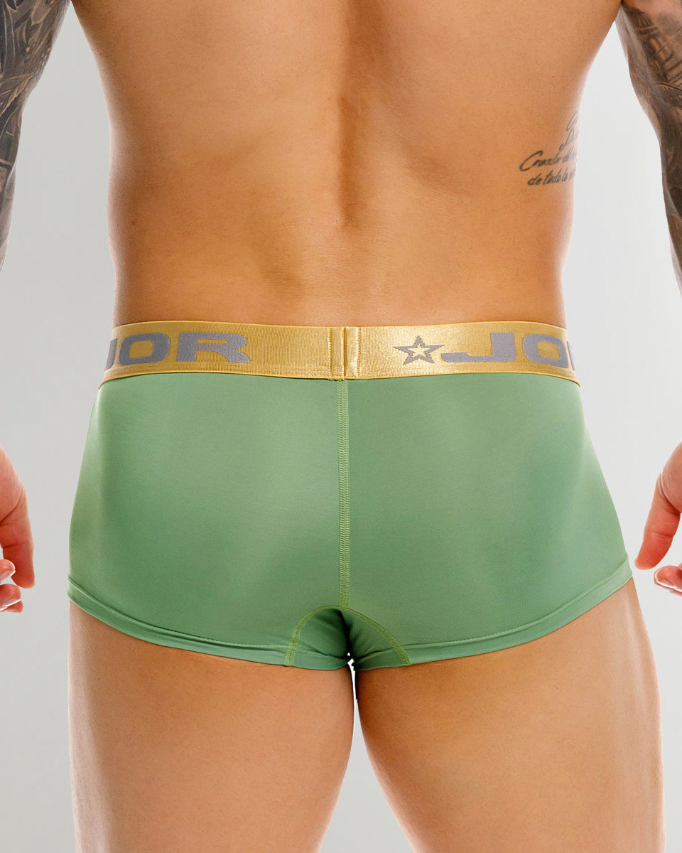 JOR Soho Trunk Green - men's low-rise microfiber trunk with full back coverage, back view