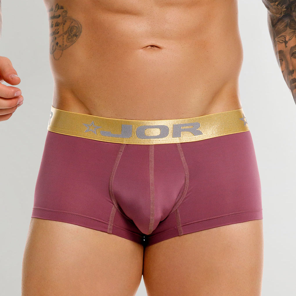 JOR Soho Trunk Wine - men's low-rise microfiber trunk with contoured pouch, front view