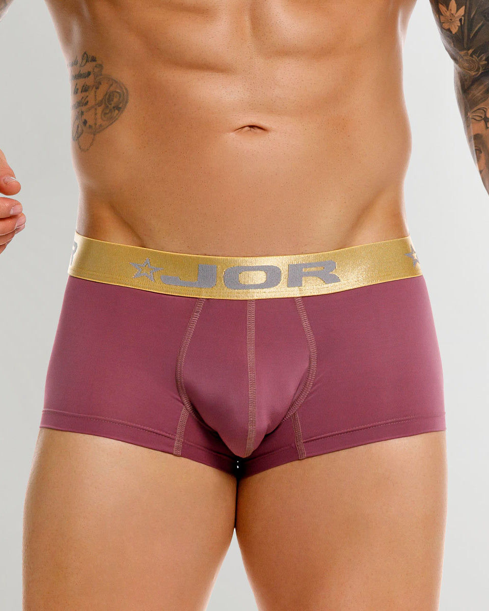 JOR Soho Trunk Wine - men's low-rise microfiber trunk with contoured pouch, front view