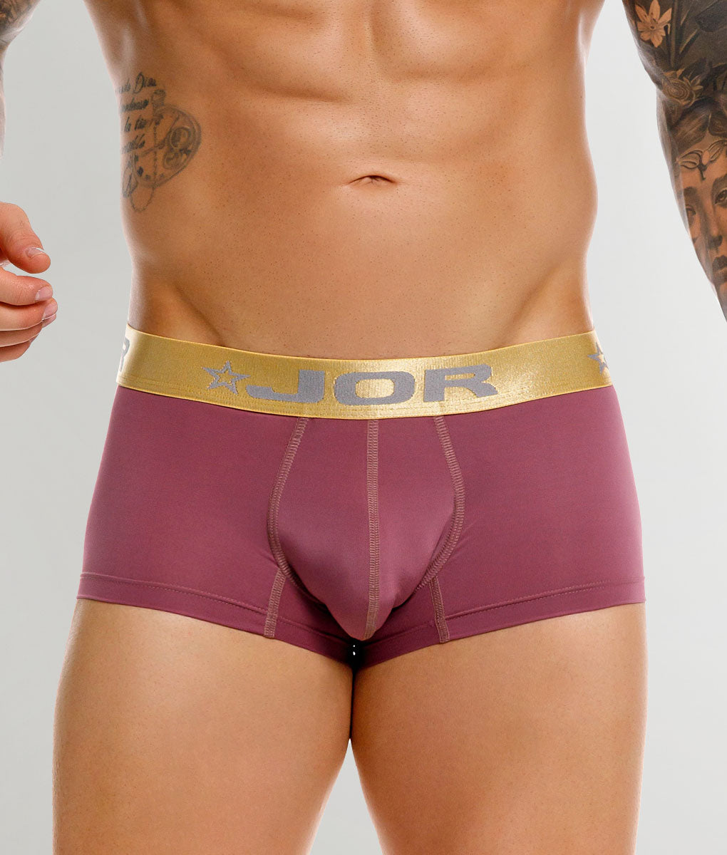 JOR Soho Trunk Wine - men's low-rise microfiber trunk with contoured pouch, front view