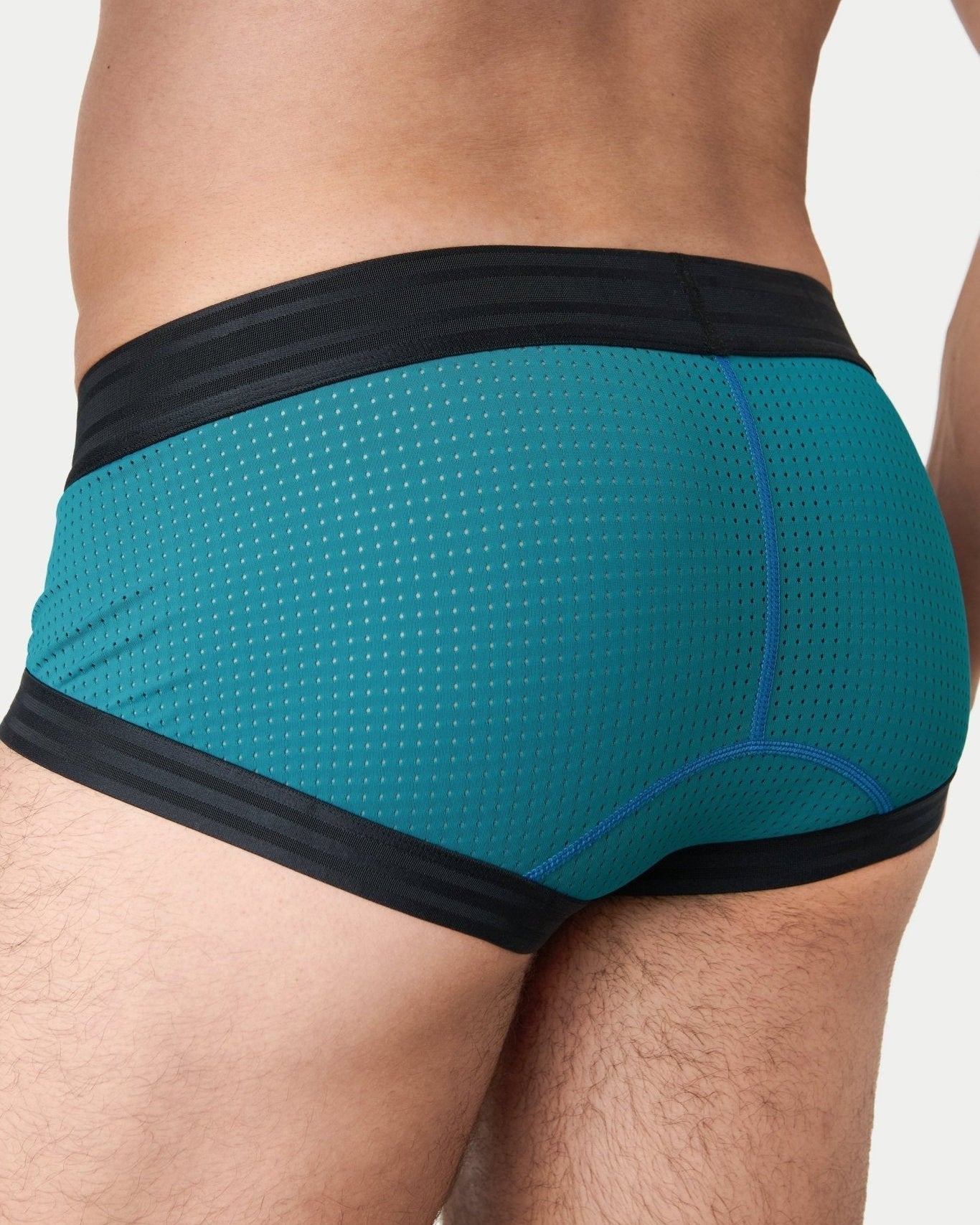 Awry Lift Brief Blue Lagoon — rear view showing built-in jockstrap strap system and lift construction