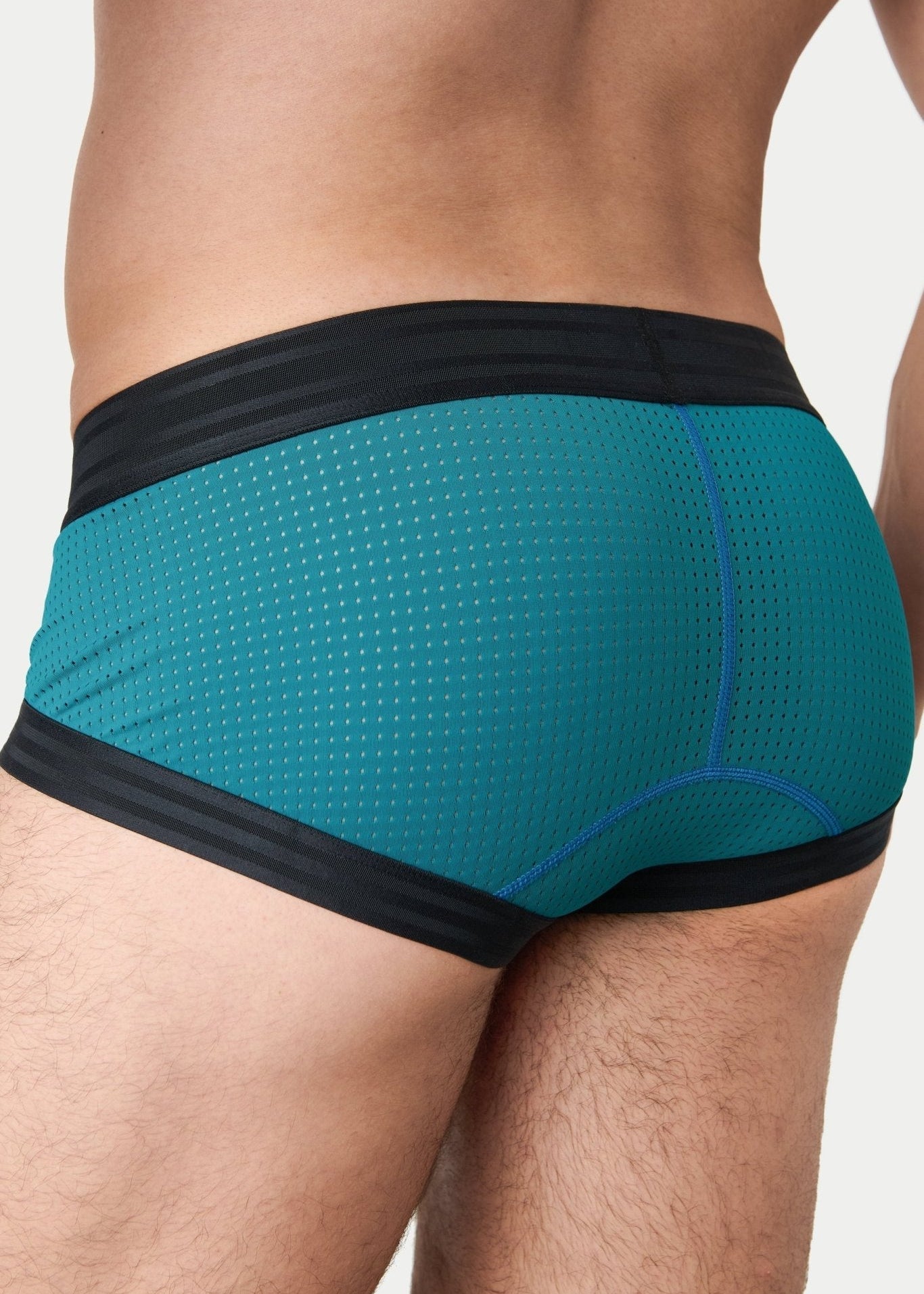 Awry Lift Brief Blue Lagoon — rear view showing built-in jockstrap strap system and lift construction