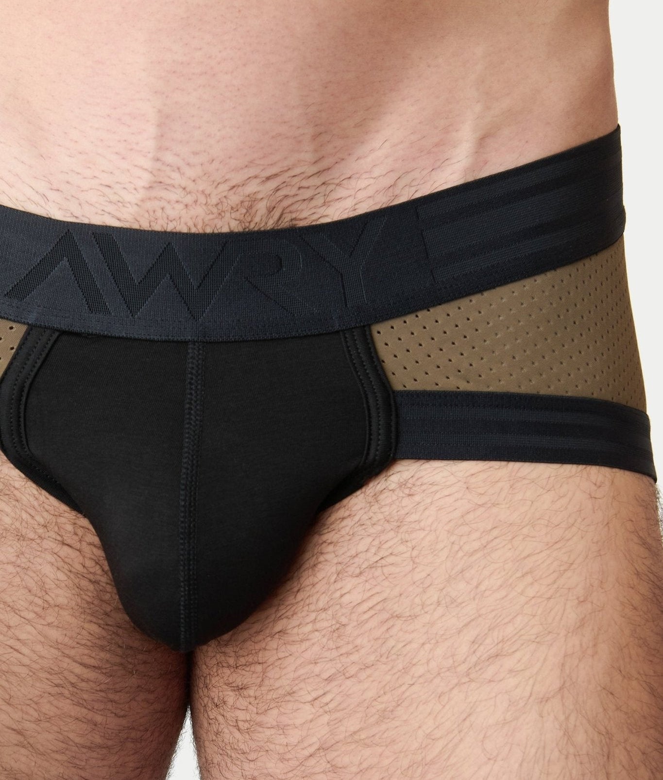 Awry Lift Brief Moss Black - back view showing brief cut and flat waistband detail