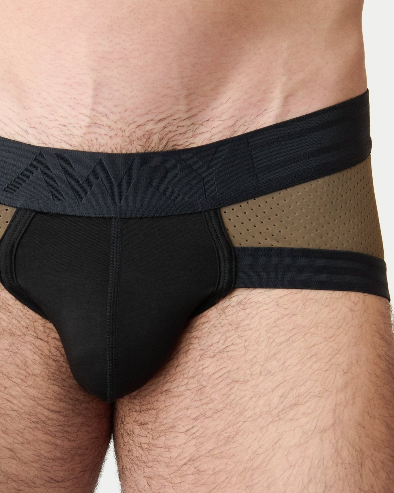 Awry Lift Brief Moss Black - back view showing brief cut and flat waistband detail