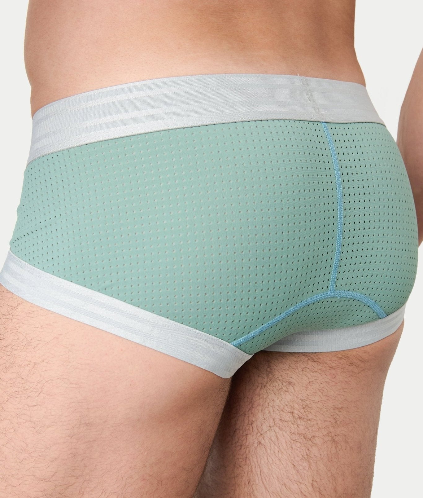 Awry Lift Brief Sea Foam — rear view showing built-in jockstrap strap system and lift construction