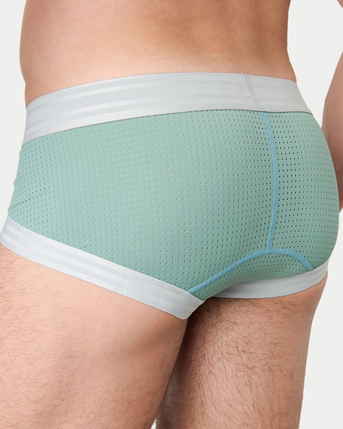 Awry Lift Brief Sea Foam — rear view showing built-in jockstrap strap system and lift construction