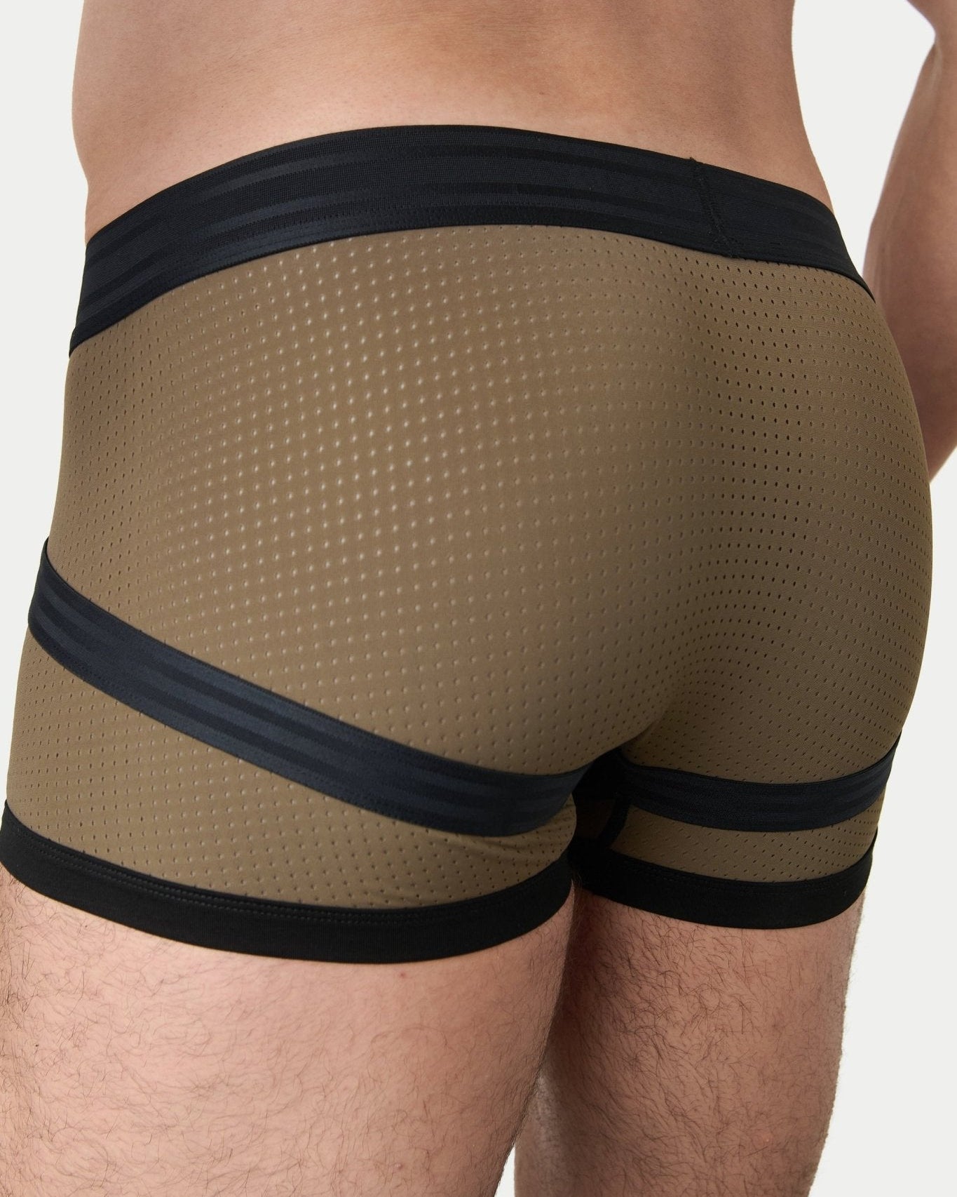 Awry Lift Trunk Moss Black - men's performance trunk underwear, side view