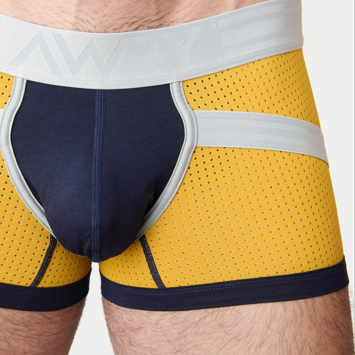 Awry Lift Trunk Navy Gold - 2-ply enhancing front pouch close-up detail