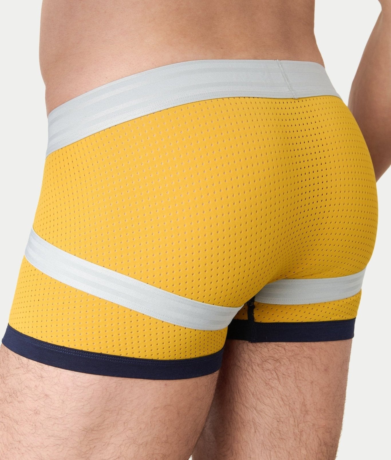 Awry Lift Trunk Navy Gold - breathable 4-way stretch mesh fabric detail, rear view