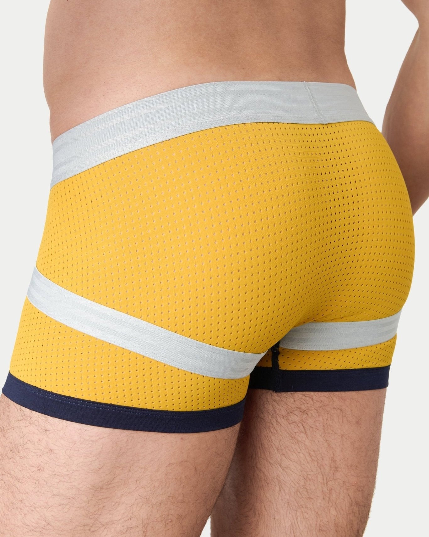 Awry Lift Trunk Navy Gold - breathable 4-way stretch mesh fabric detail, rear view