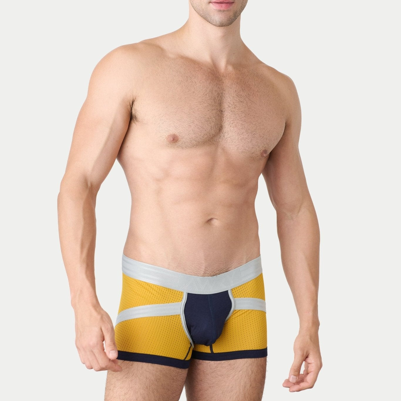 Awry Lift Trunk Navy Gold - men's performance trunk underwear, side view