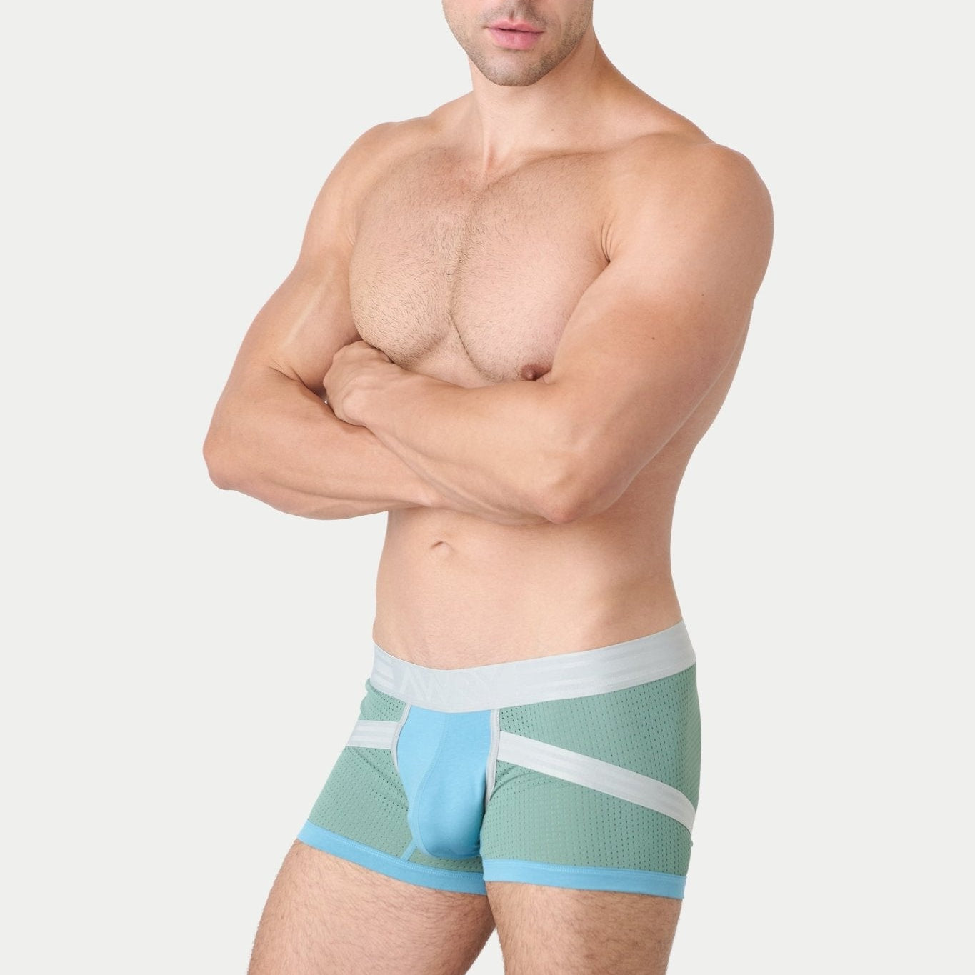 Awry Lift Trunk Sea Foam - breathable 4-way stretch mesh fabric detail, rear view