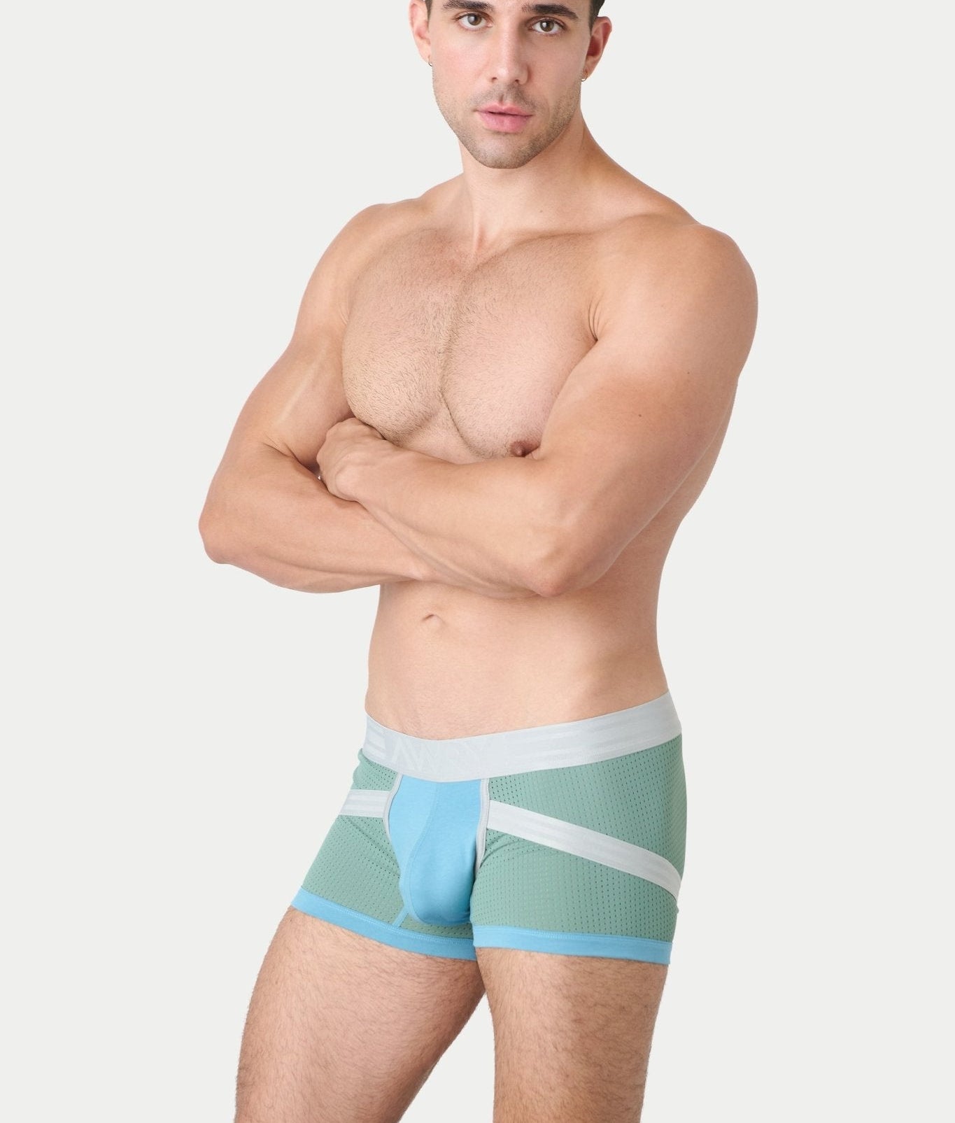 Awry Lift Trunk Sea Foam - breathable 4-way stretch mesh fabric detail, rear view