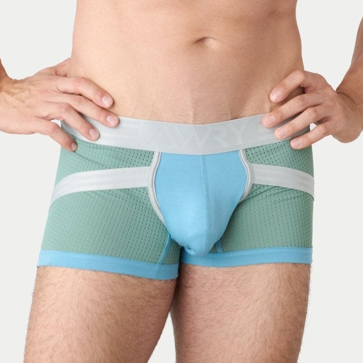 Awry Lift Trunk Sea Foam - men's enhancing trunk with built-in jockstrap, front view