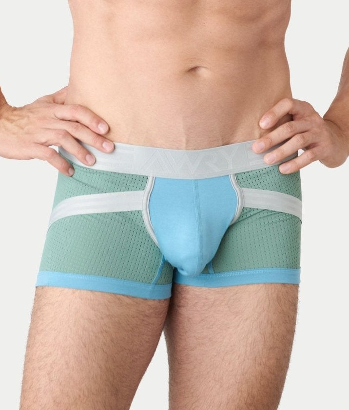 Awry Lift Trunk Sea Foam - men's enhancing trunk with built-in jockstrap, front view