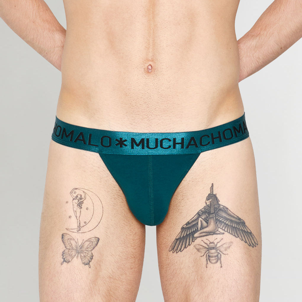 Muchachomalo Pink Cockatoo Solid Thong Deep-teal