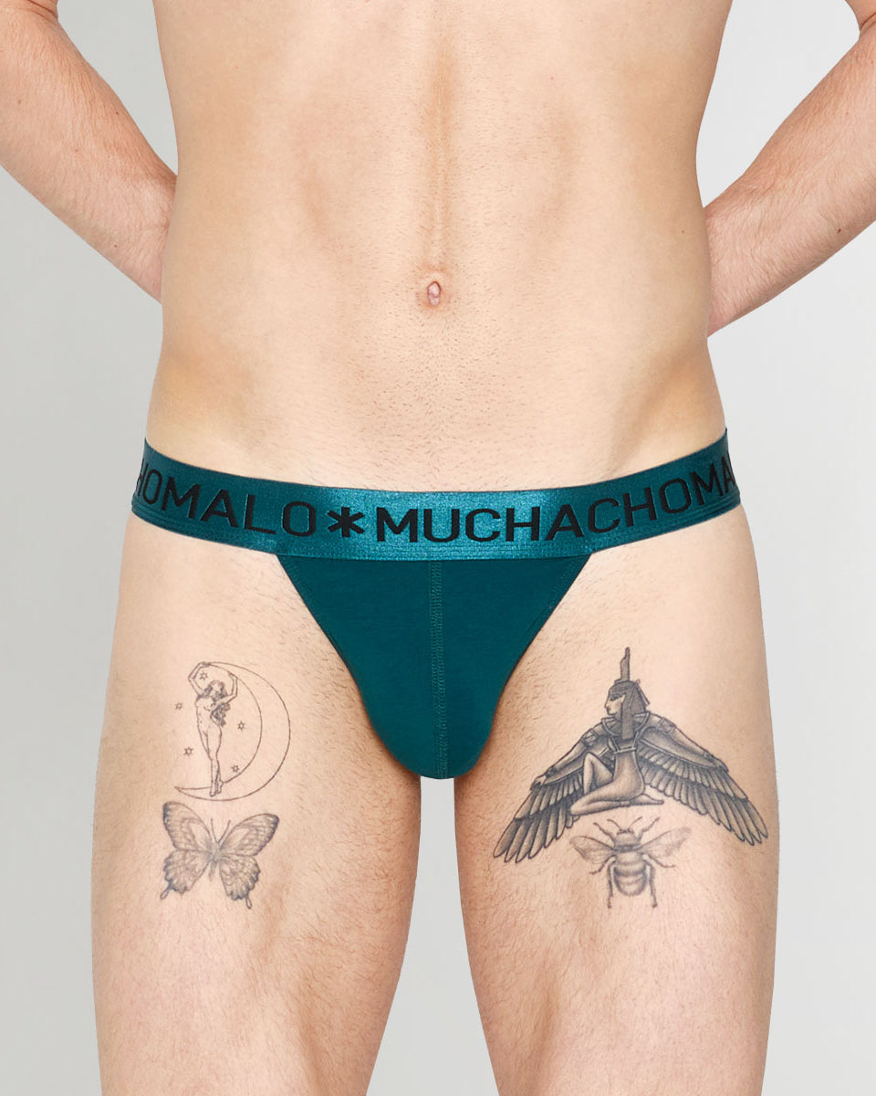Muchachomalo Pink Cockatoo Solid Thong Deep-teal
