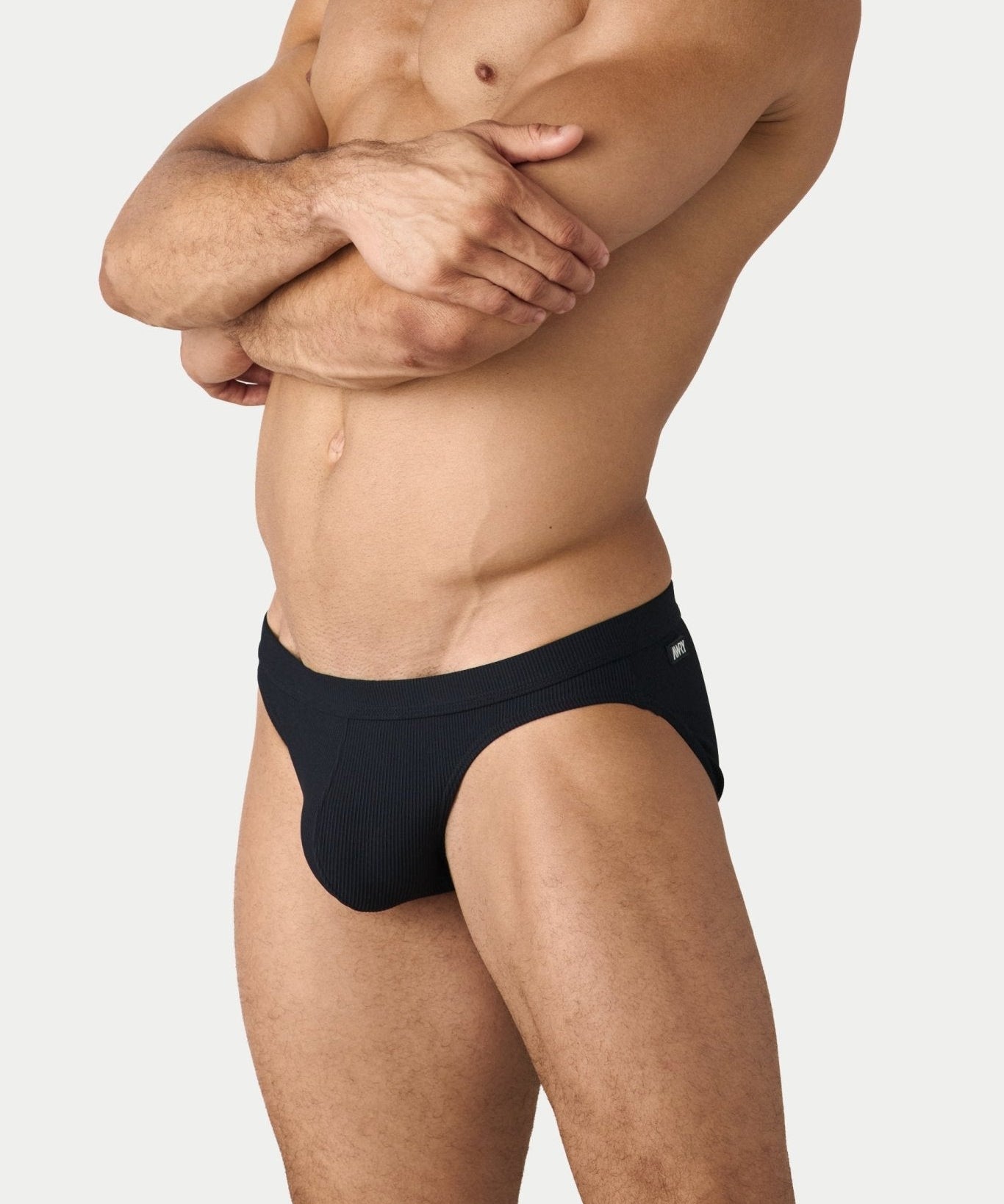 AWRY Oasis Contour Swim Brief Black - mens swim briefs side profile