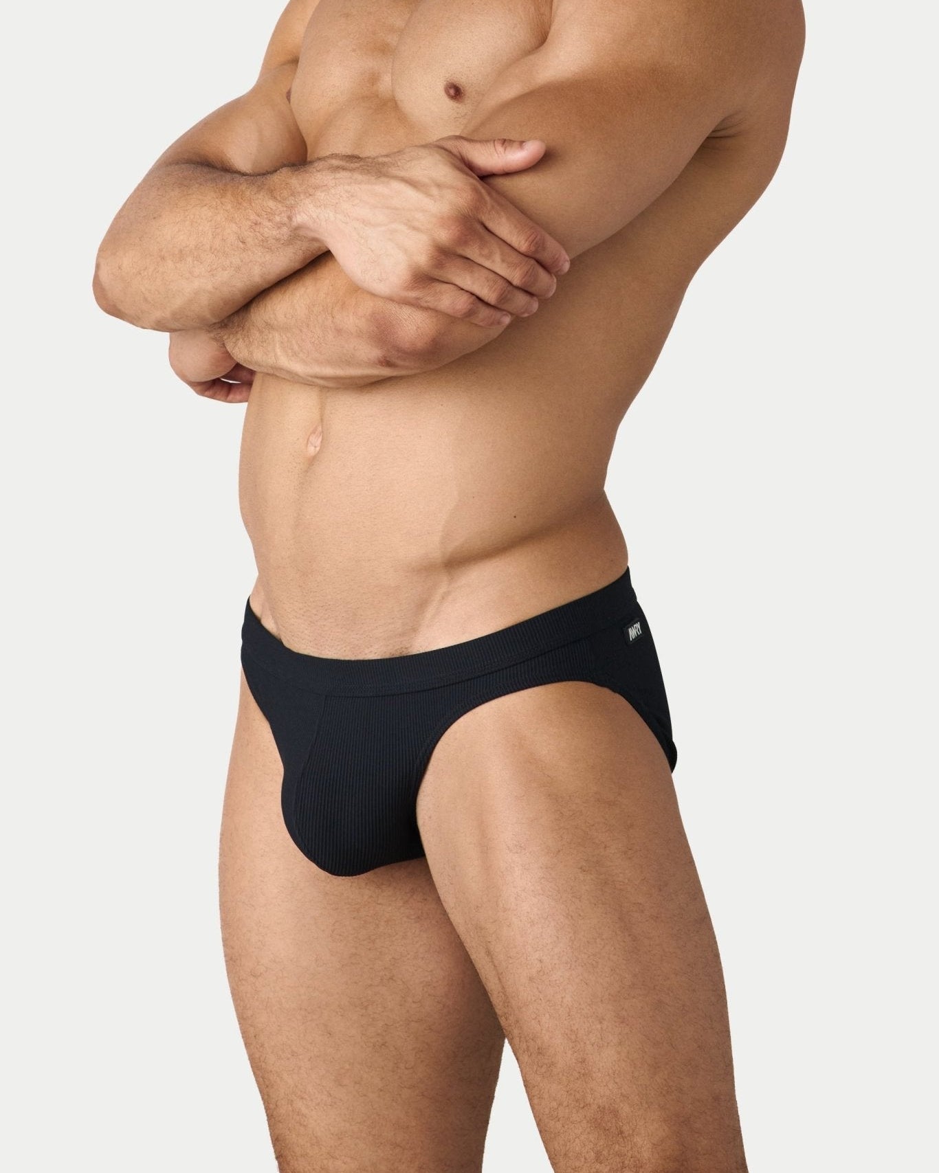 AWRY Oasis Contour Swim Brief Black - mens swim briefs side profile