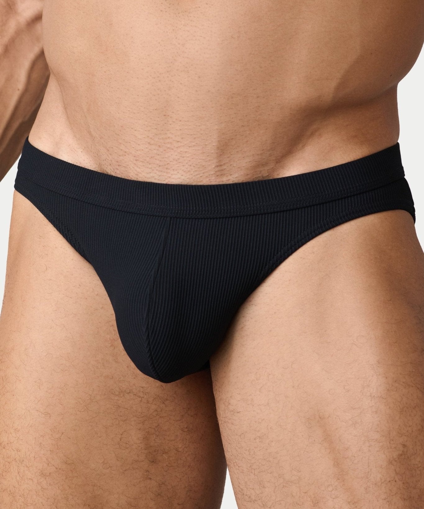 AWRY Oasis Contour Swim Brief Black - men's swim brief liner close-up
