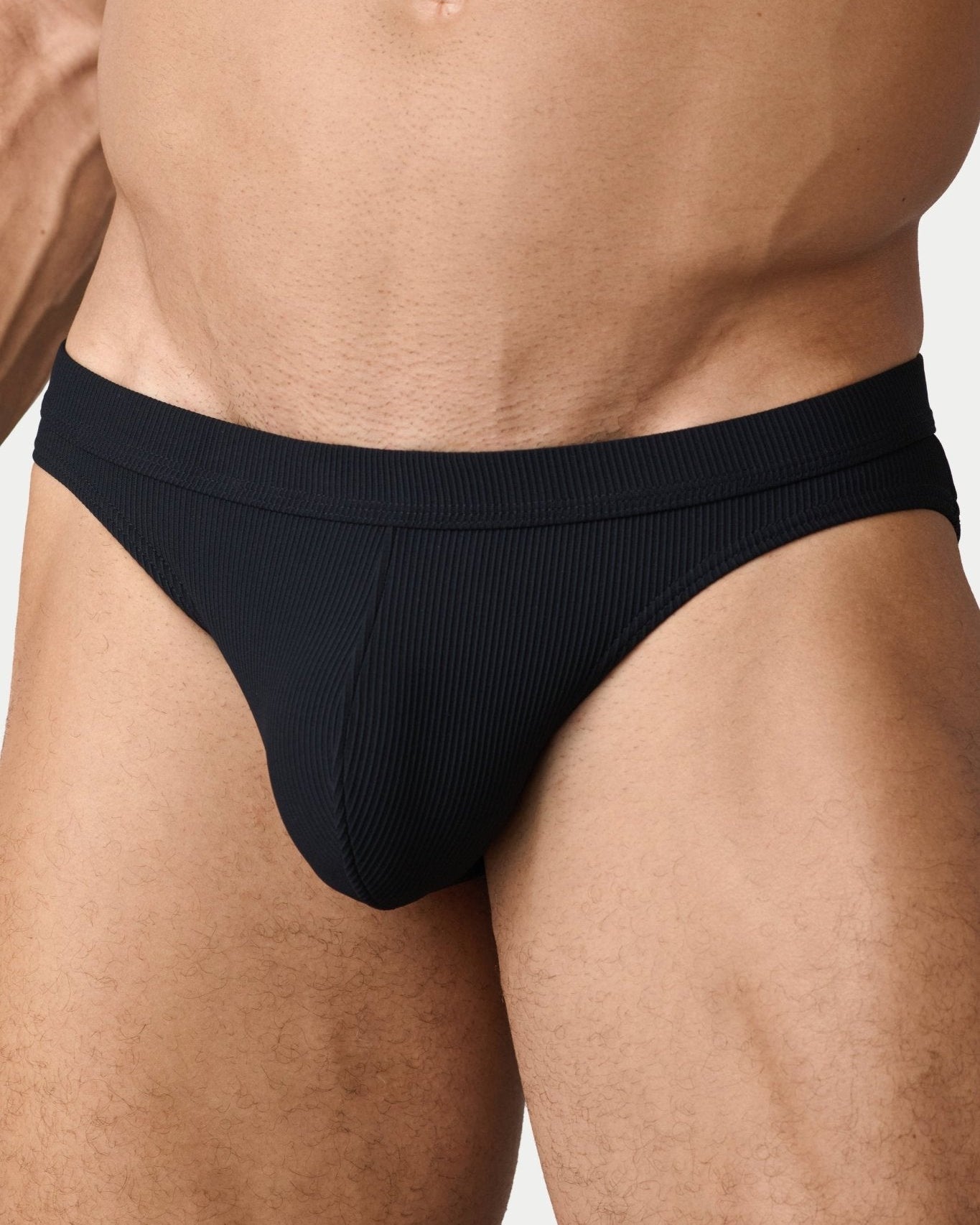 AWRY Oasis Contour Swim Brief Black - men's swim brief liner close-up
