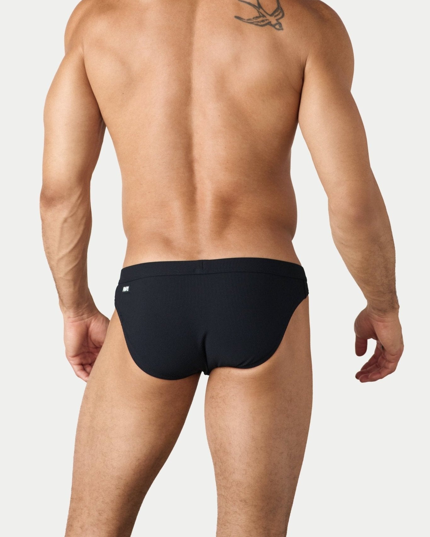 AWRY Oasis Contour Swim Brief Black - mens swim briefs back view