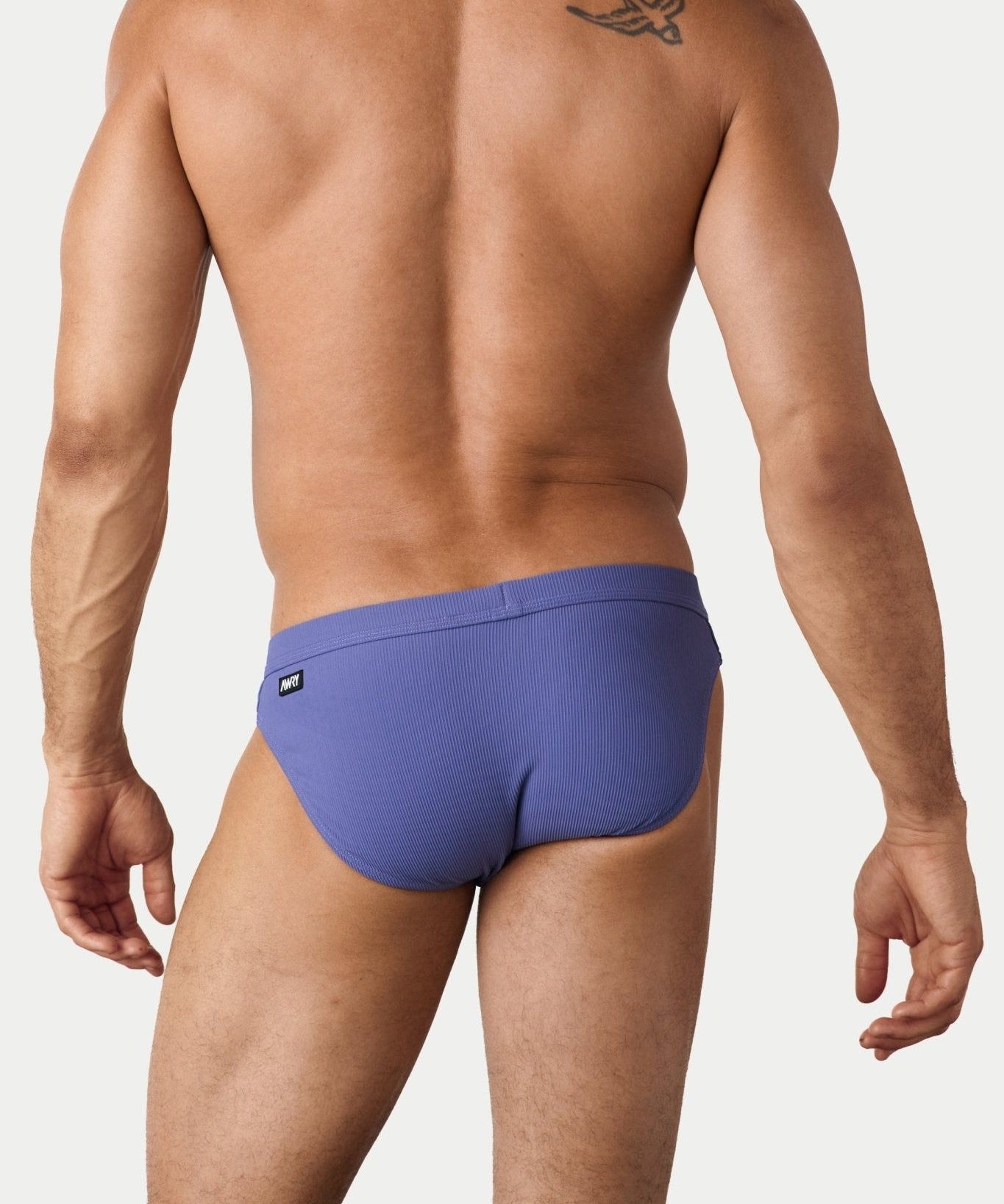 AWRY Oasis Contour Swim Brief Lavender - mens swim briefs back view