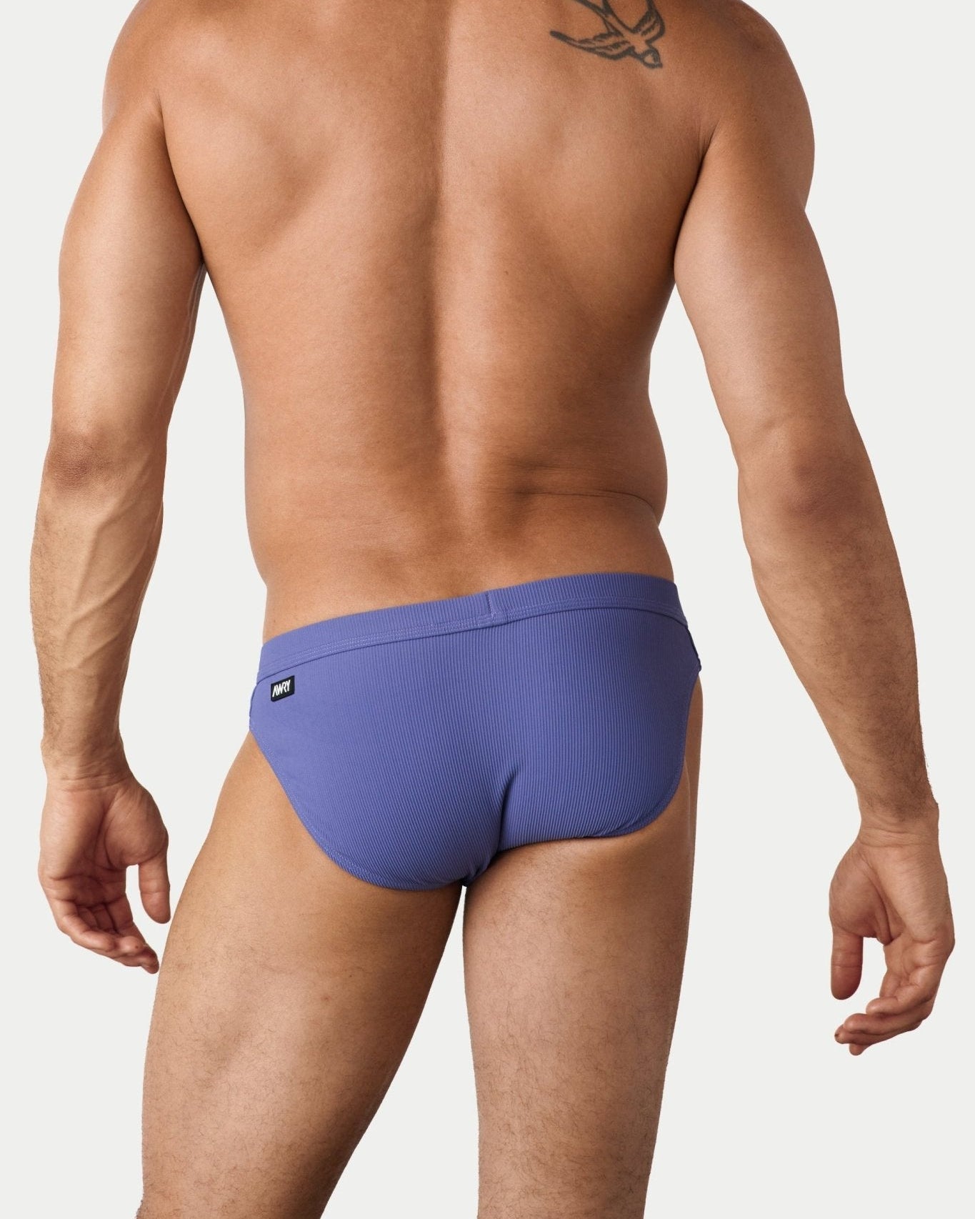 AWRY Oasis Contour Swim Brief Lavender - mens swim briefs back view