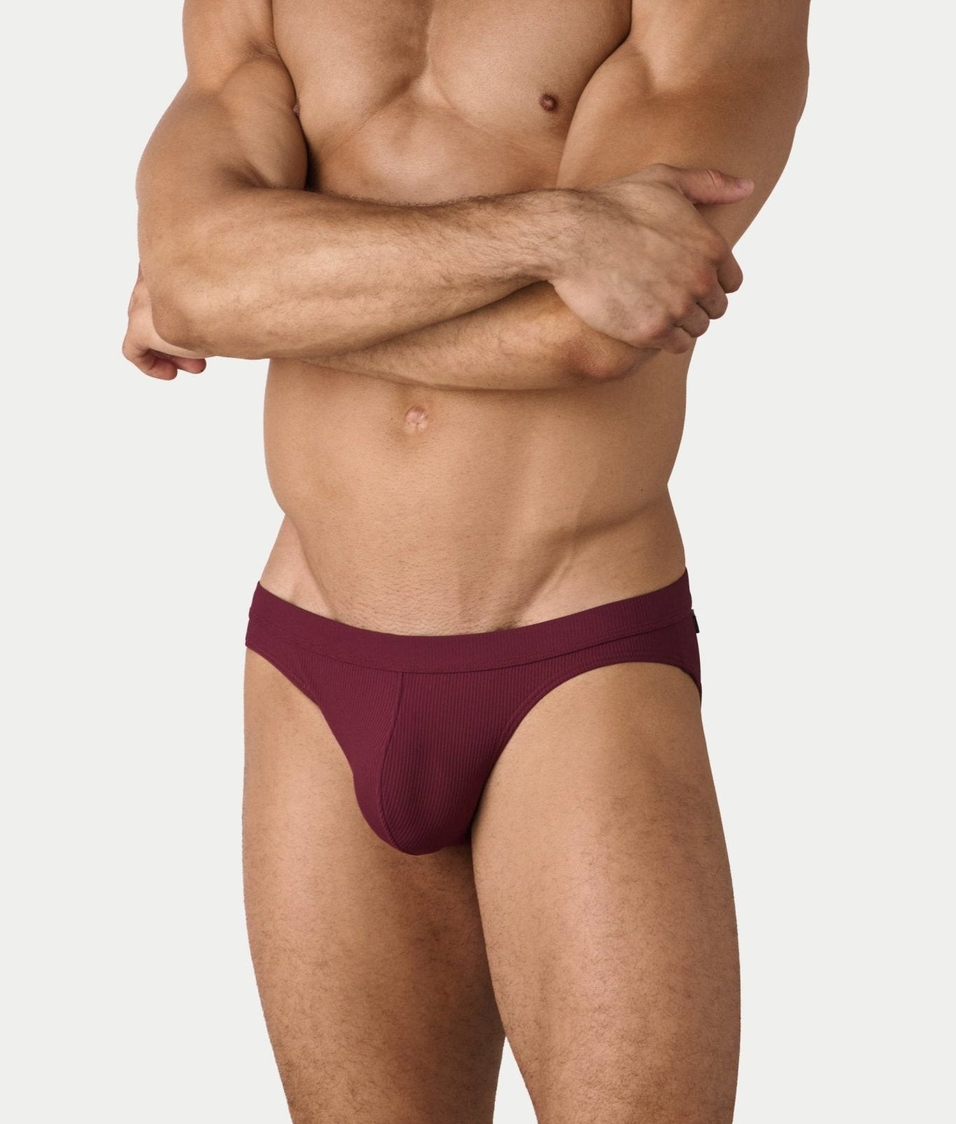 AWRY Oasis Contour Swim Brief Maroon - mens swim briefs front view