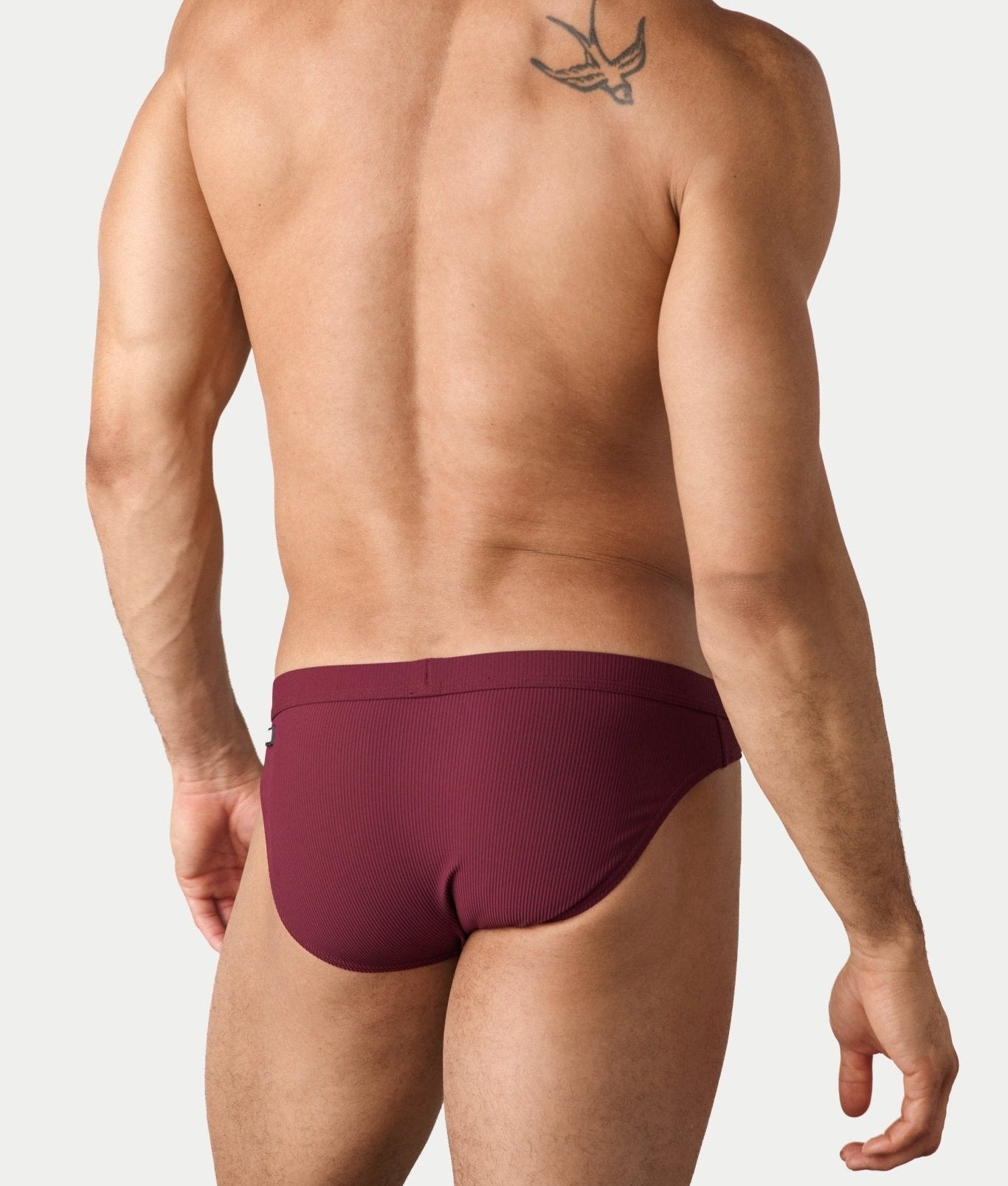 AWRY Oasis Contour Swim Brief Maroon - mens swim briefs back view