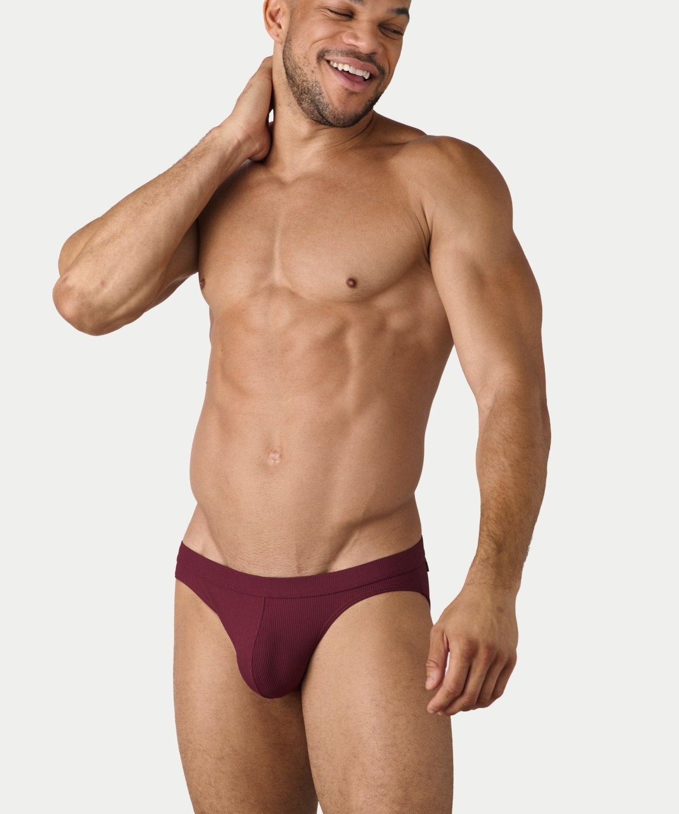 AWRY Oasis Contour Swim Brief Maroon - men's swim brief waistband detail
