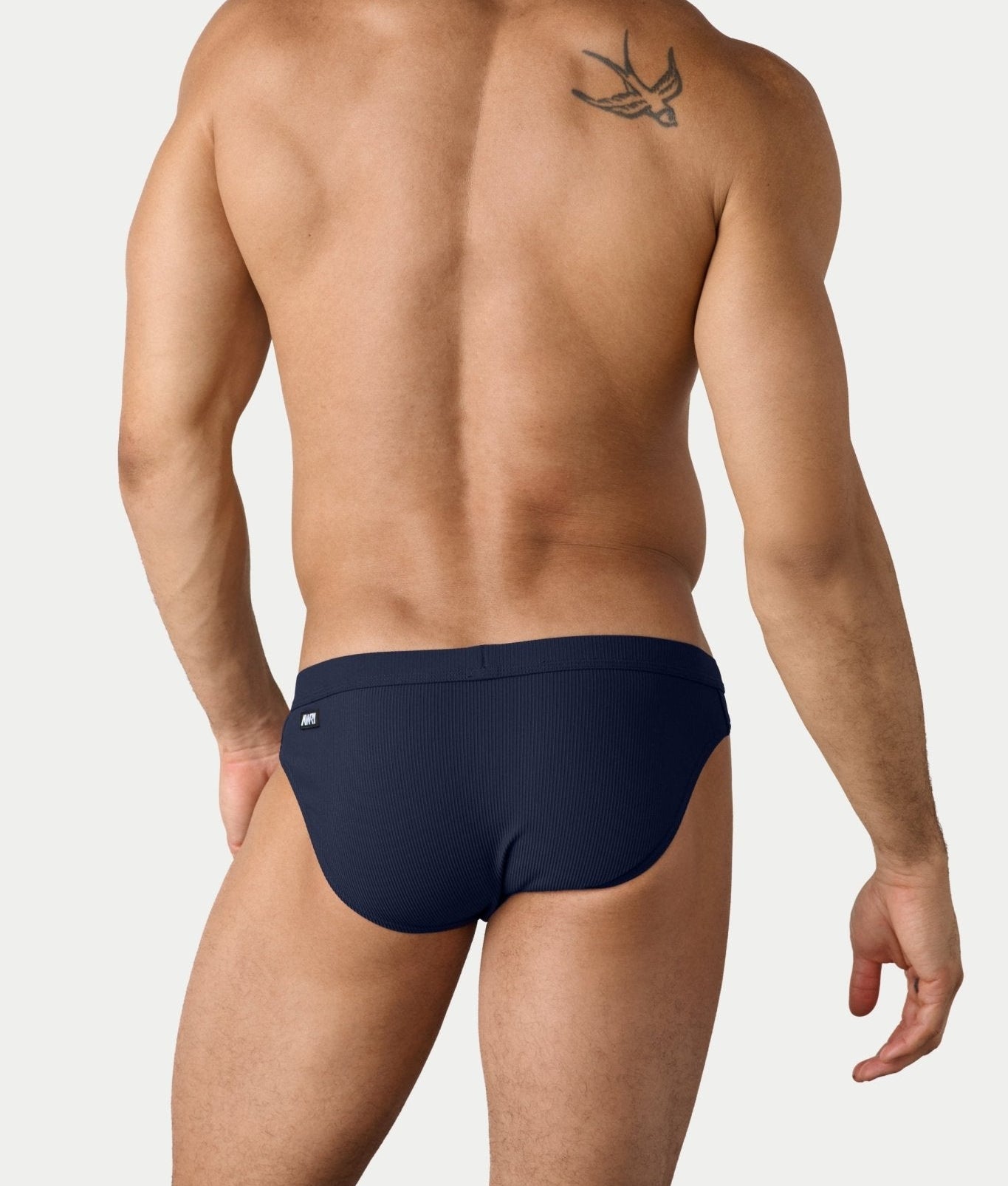 AWRY Oasis Contour Swim Brief Navy - mens swim briefs back view