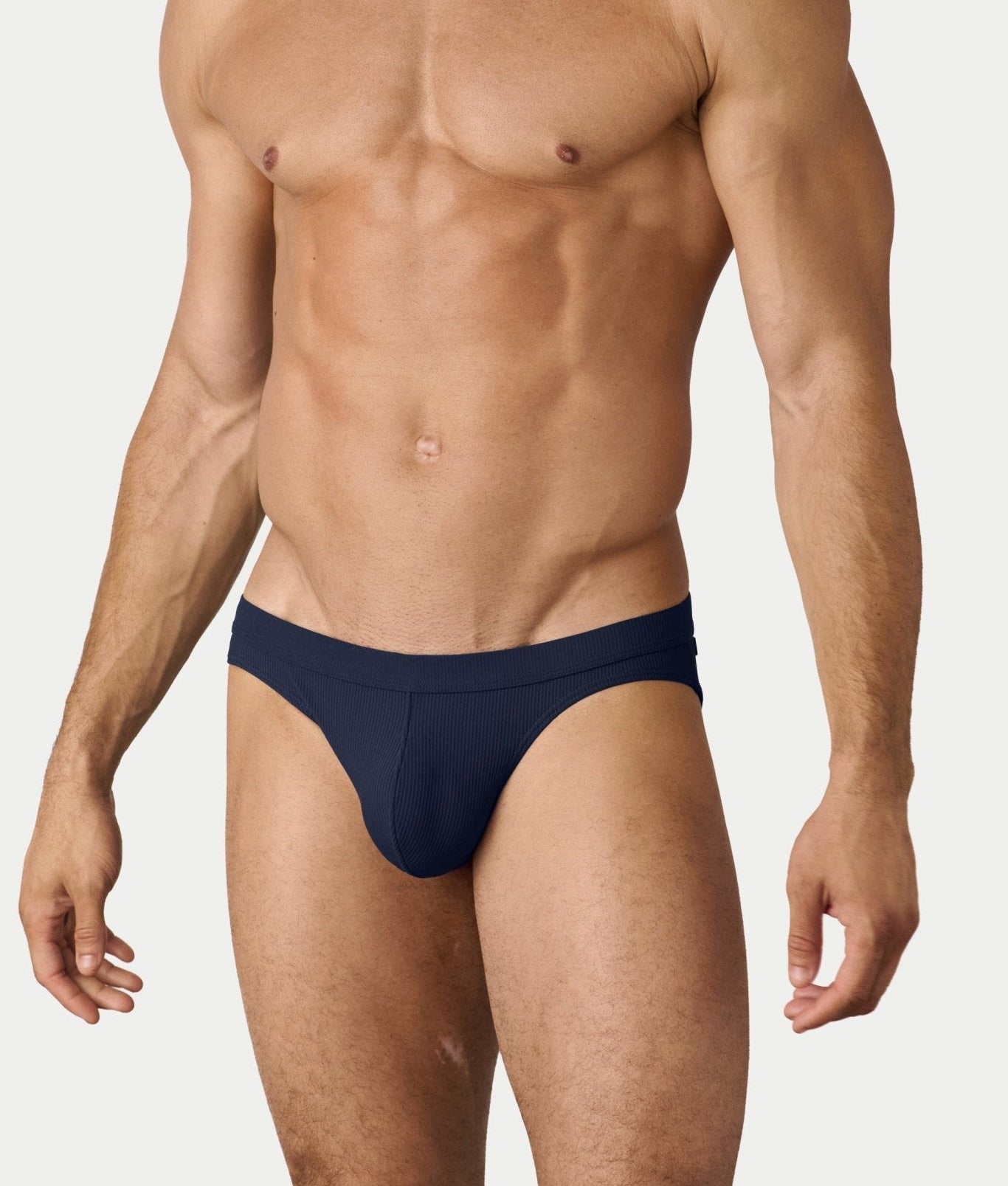 AWRY Oasis Contour Swim Brief Navy - men's swim brief waistband detail