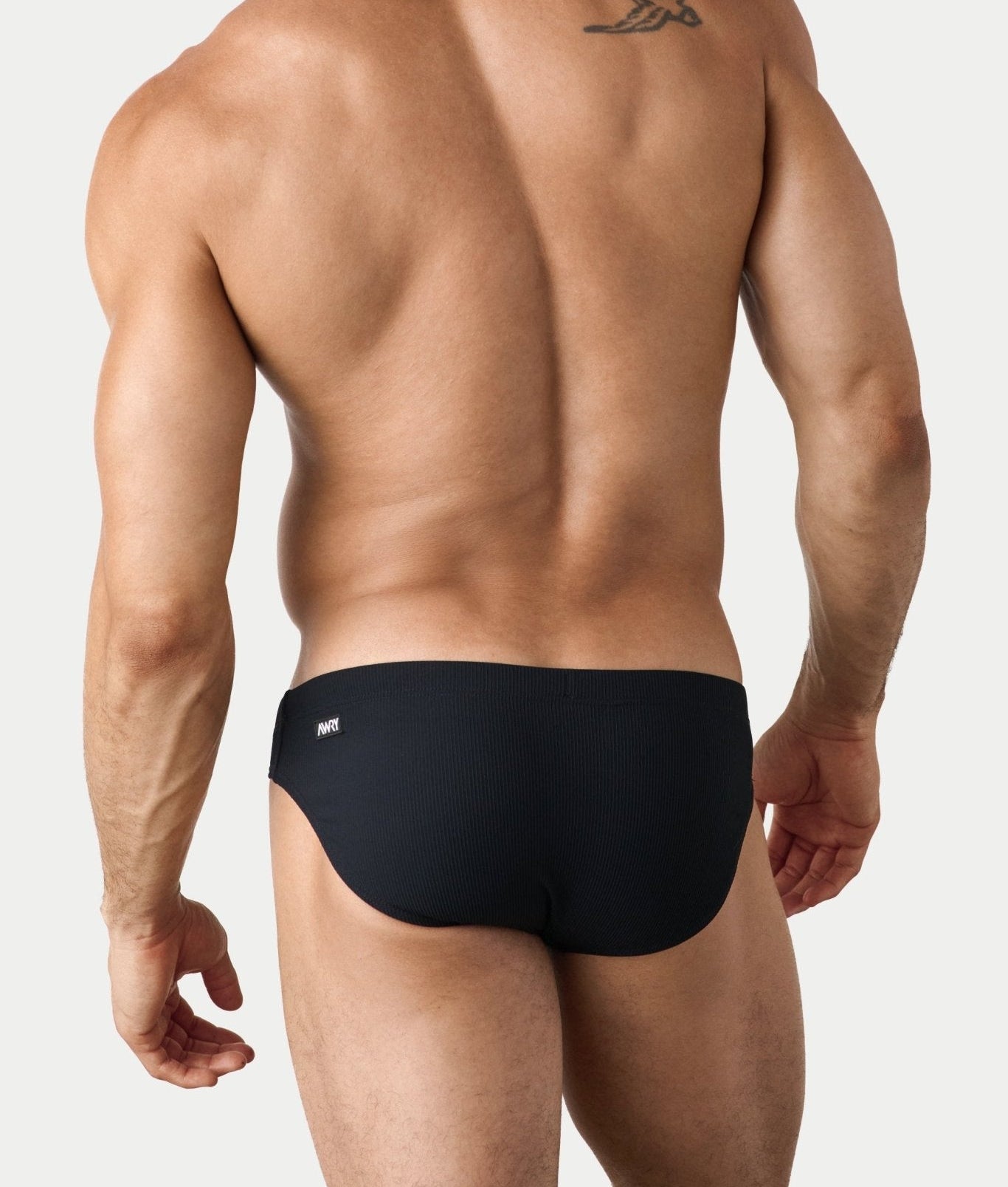 AWRY Oasis Swim Briefs Black - mens swim briefs back view