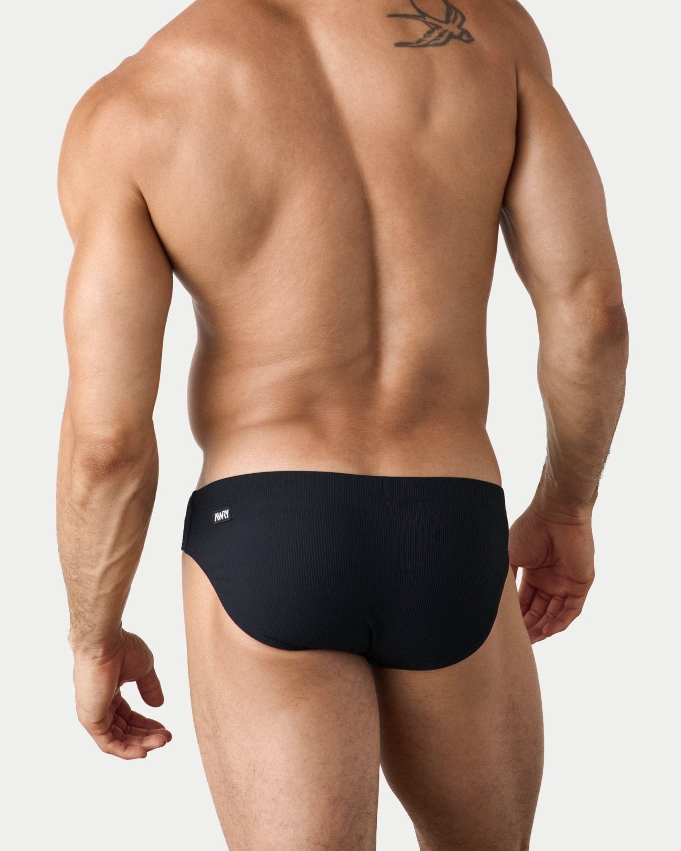 AWRY Oasis Swim Briefs Black - mens swim briefs back view