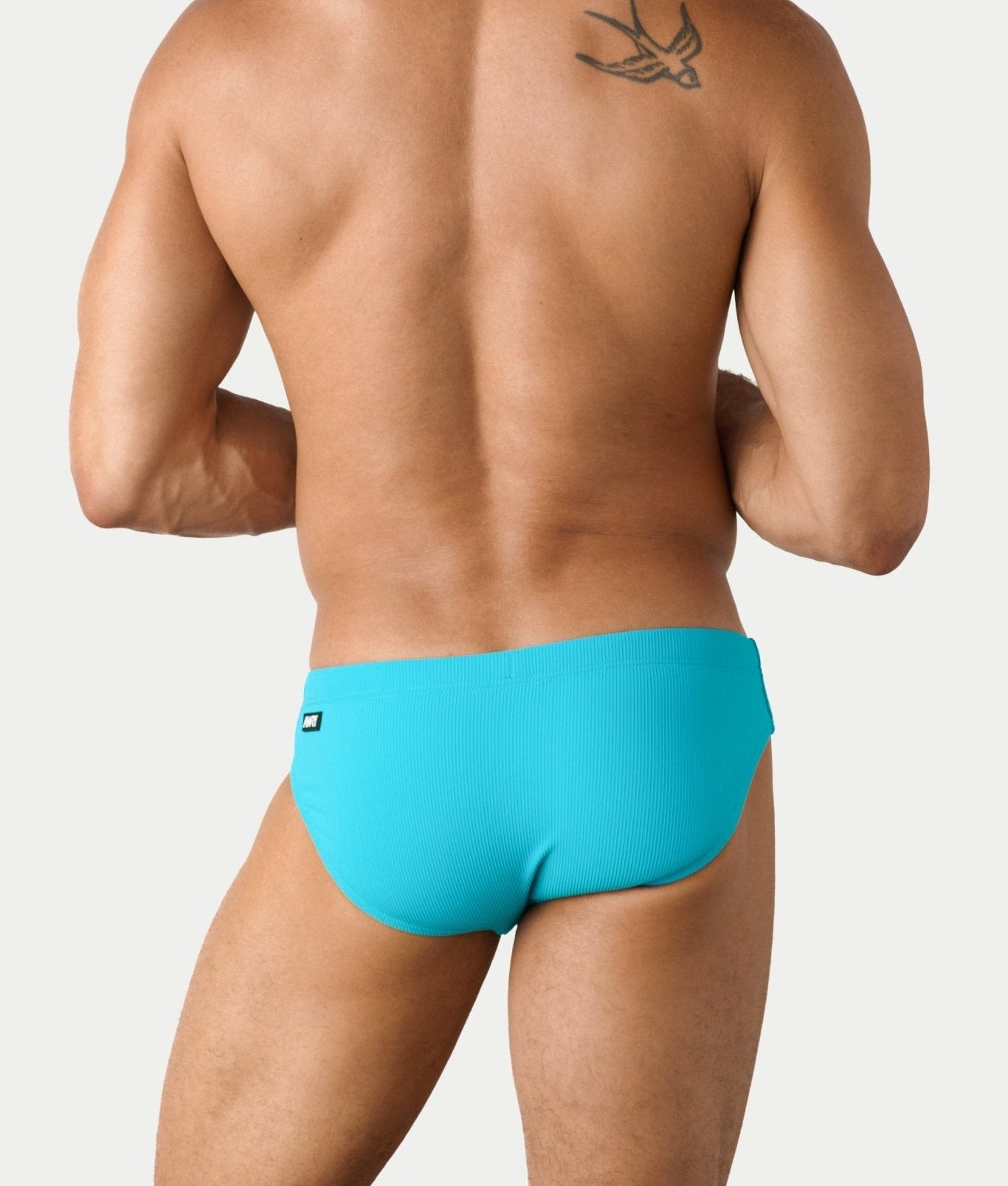 AWRY Oasis Swim Briefs Cyan - mens swim briefs back view