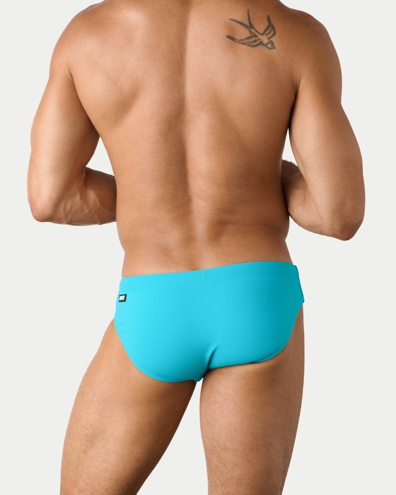 AWRY Oasis Swim Briefs Cyan - mens swim briefs back view