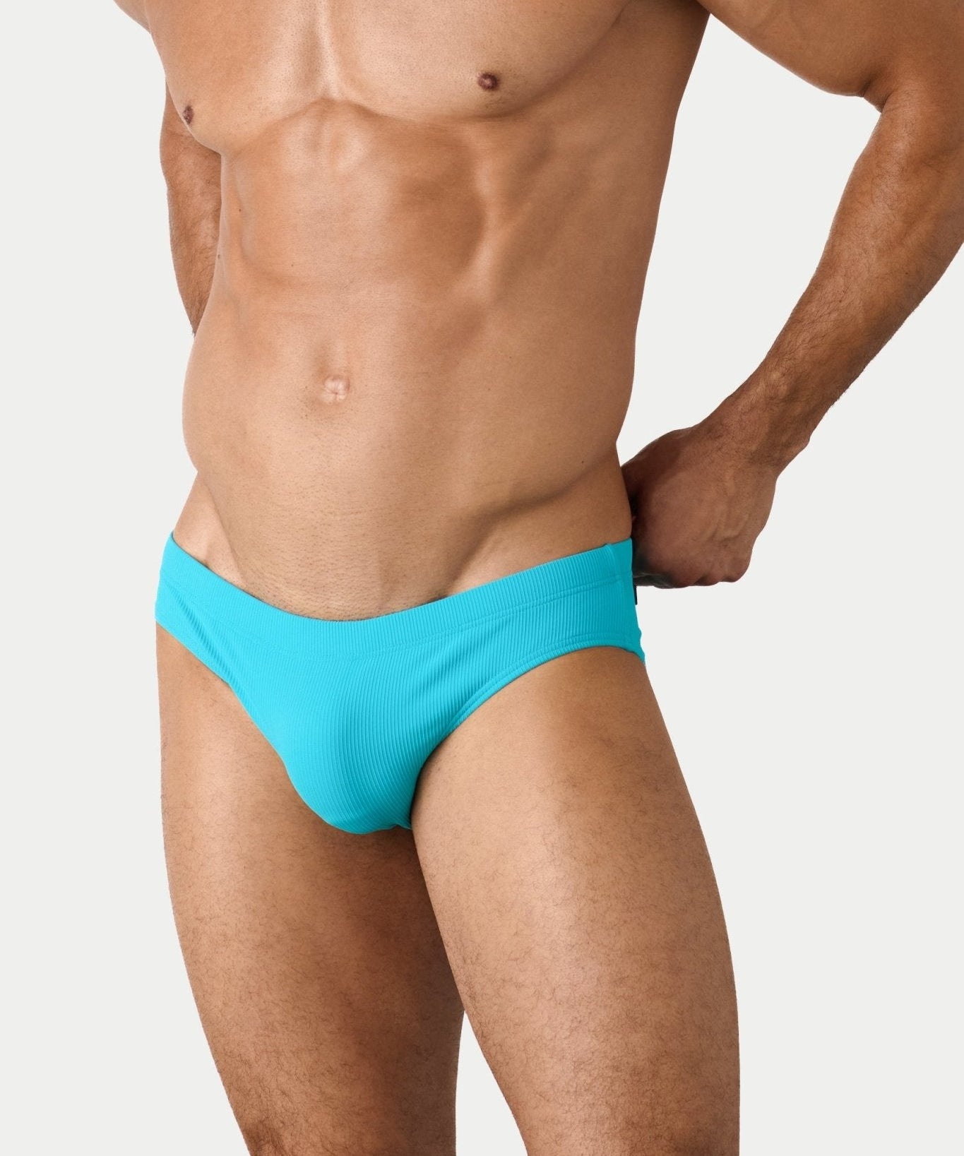 AWRY Oasis Swim Briefs Cyan - mens swim briefs side profile