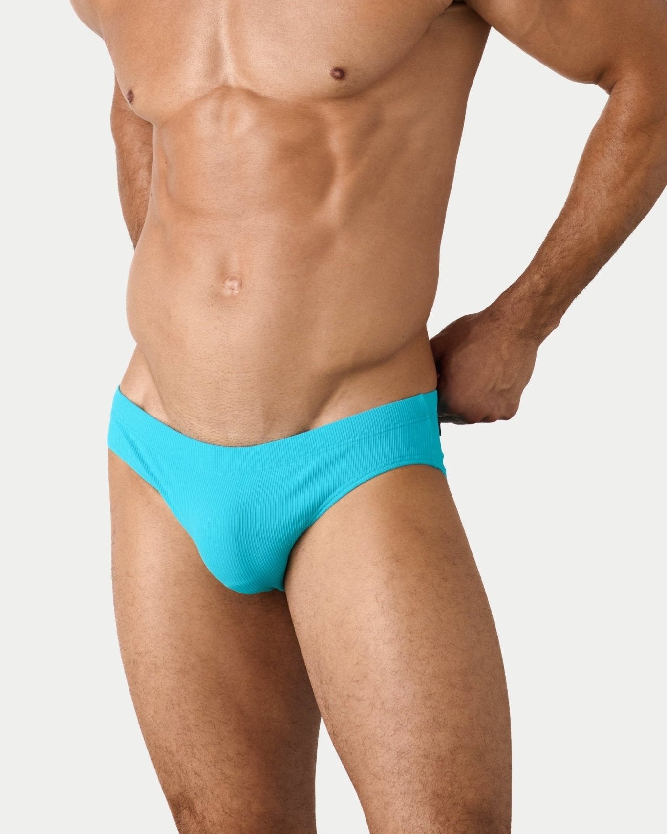 AWRY Oasis Swim Briefs Cyan - mens swim briefs side profile