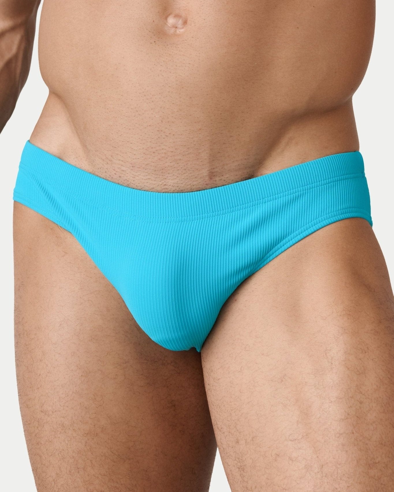 AWRY Oasis Swim Briefs Cyan - men's swim brief pouch detail