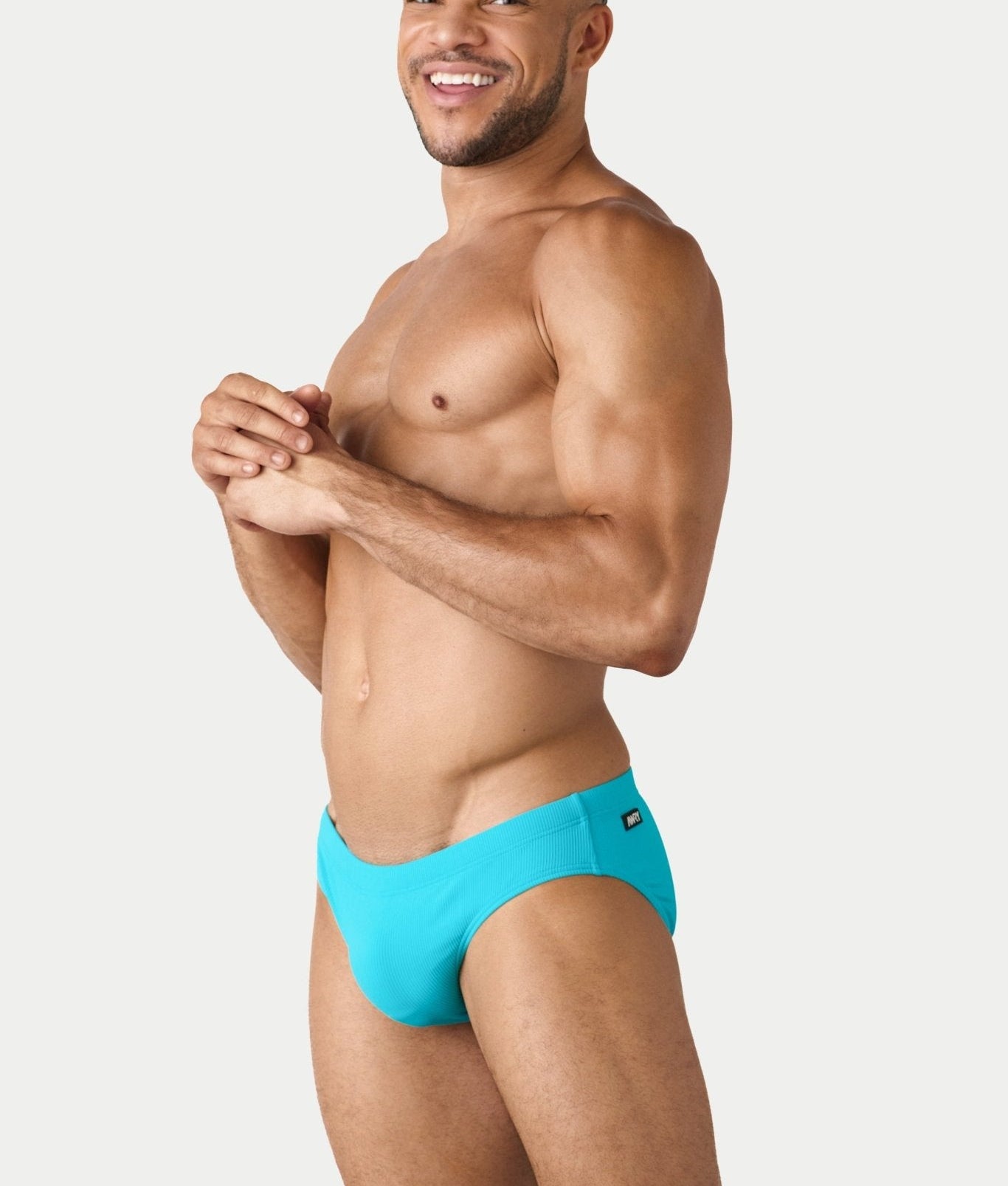 AWRY Oasis Swim Briefs Cyan - men's swim brief full body