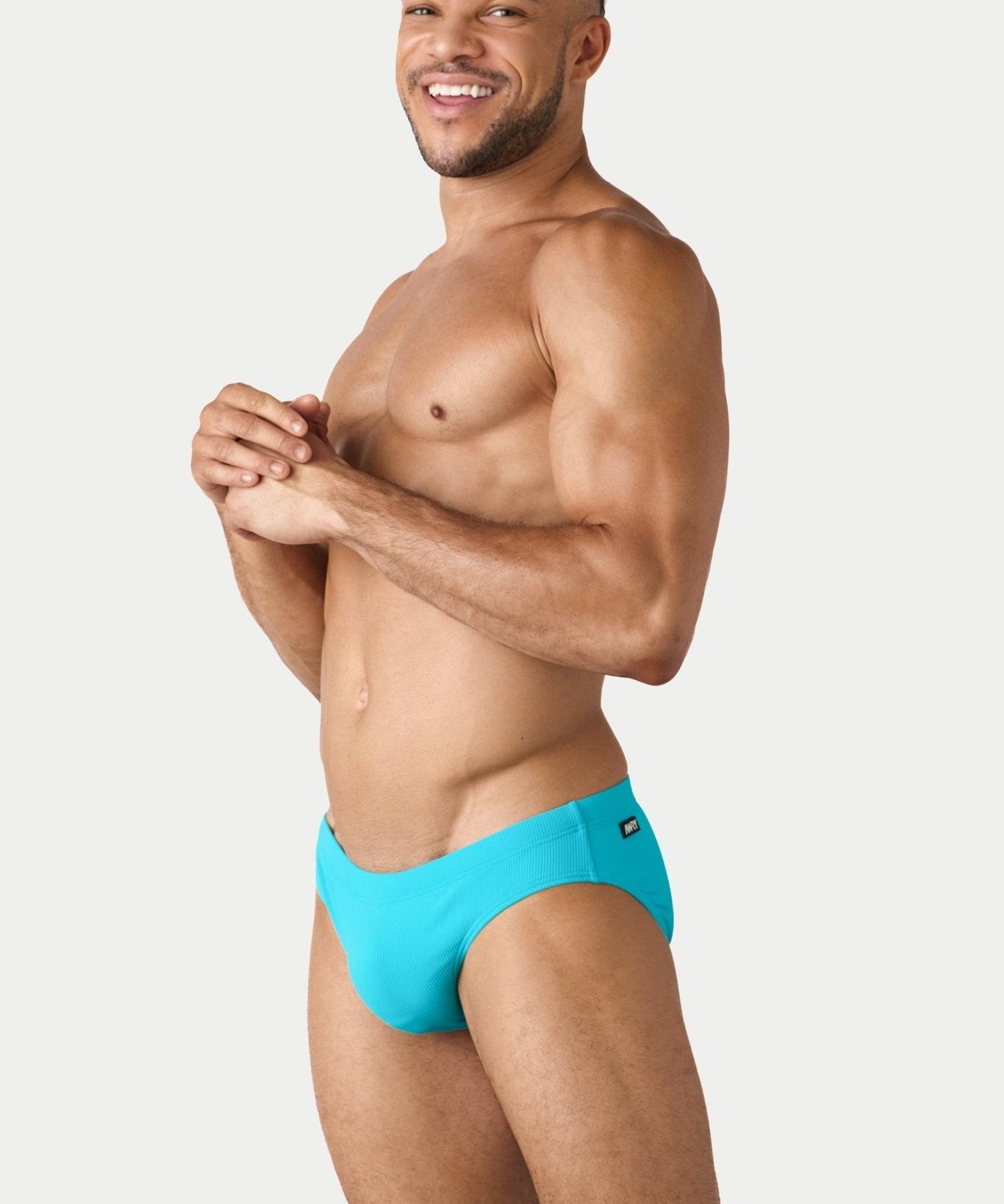 AWRY Oasis Swim Briefs Cyan - men's swim brief full body