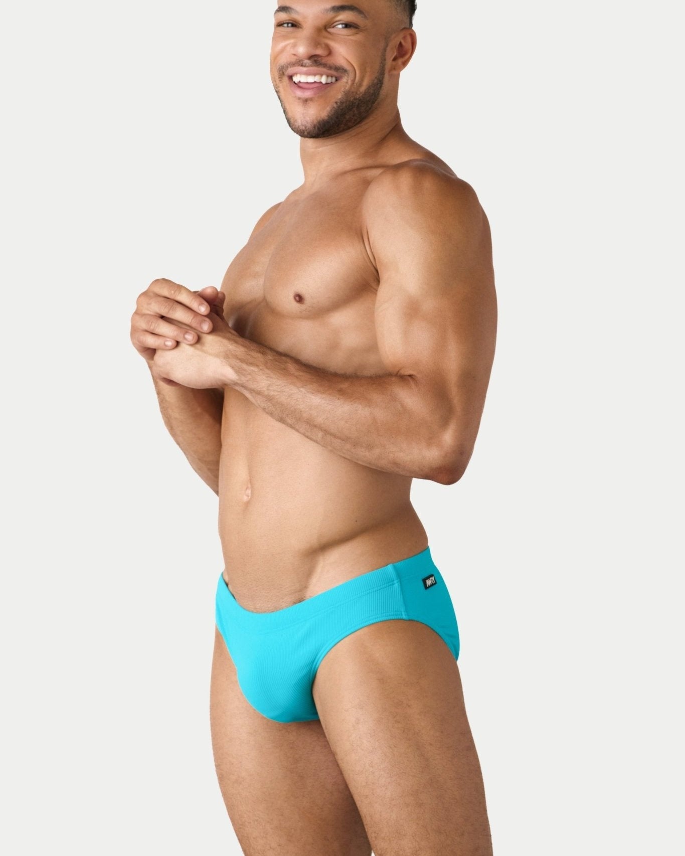 AWRY Oasis Swim Briefs Cyan - men's swim brief full body