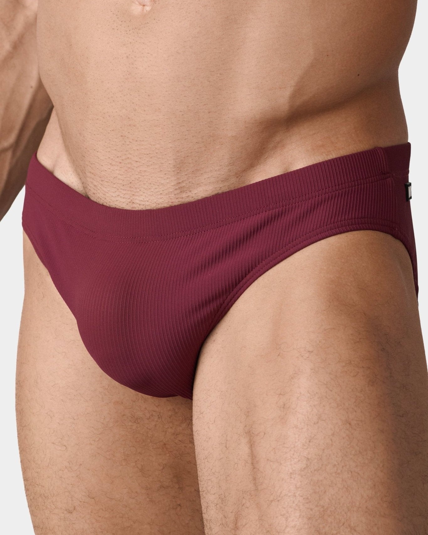 AWRY Oasis Swim Briefs Maroon - men's swim brief waistband detail