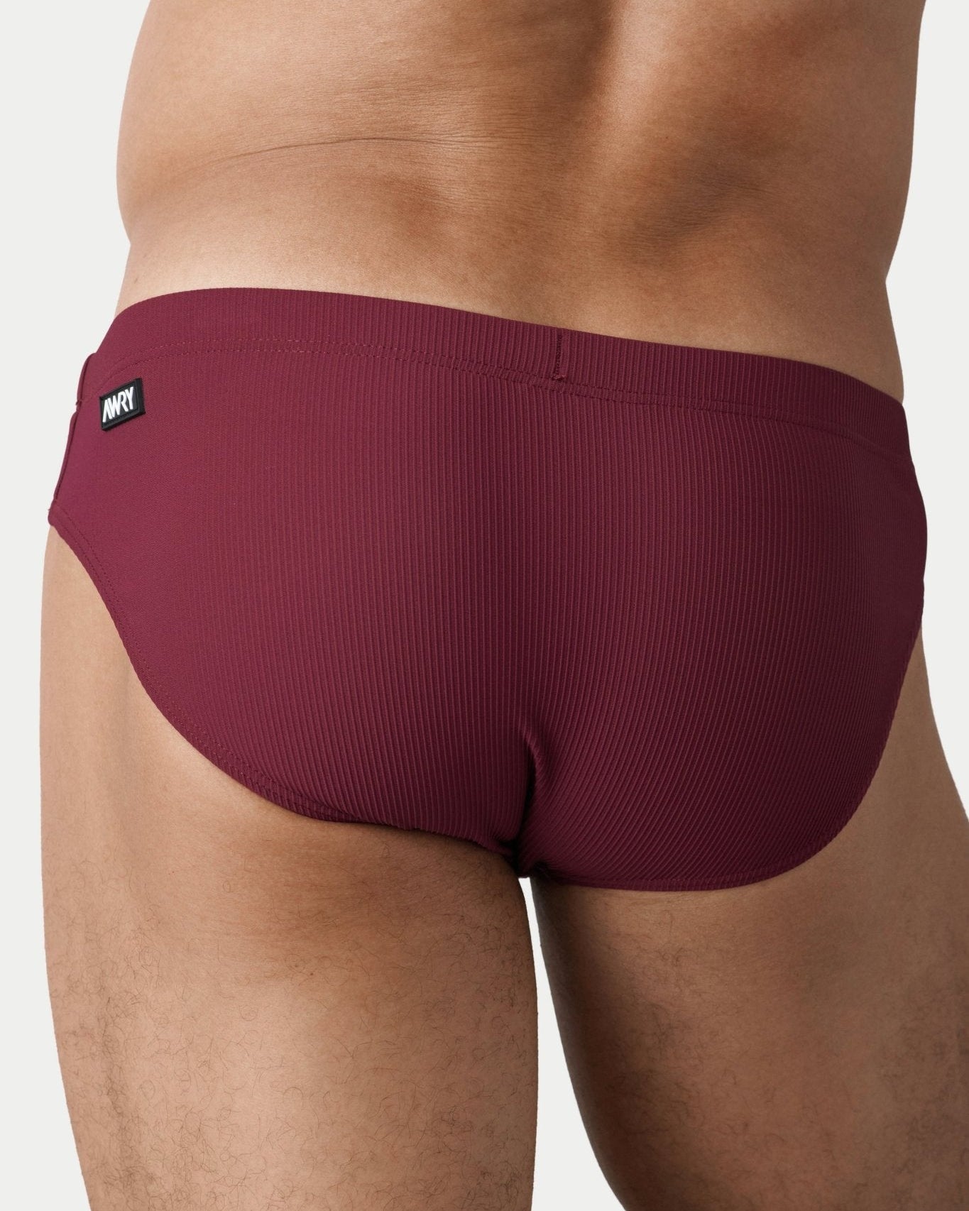 AWRY Oasis Swim Briefs Maroon - mens swim briefs back view