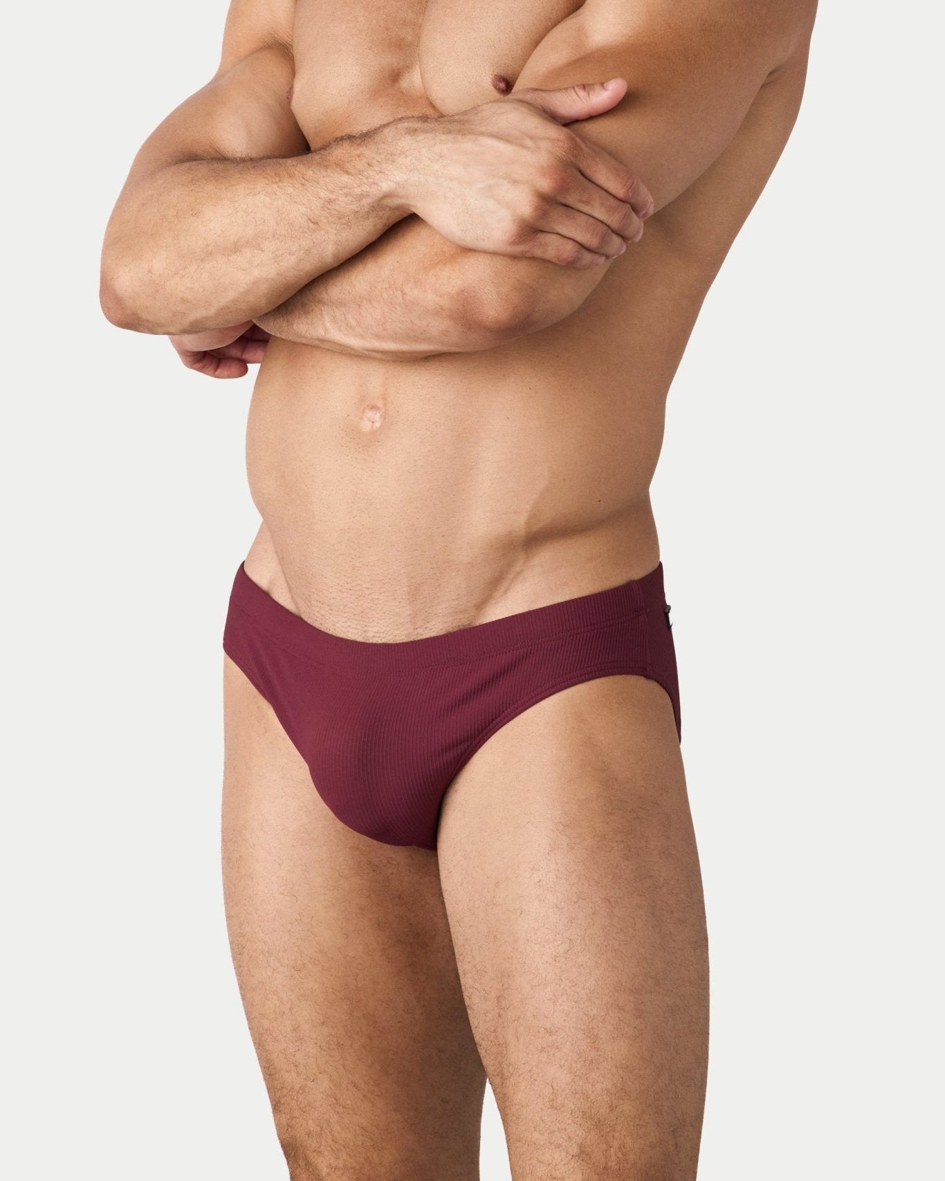 AWRY Oasis Swim Briefs Maroon - men's swim brief side profile